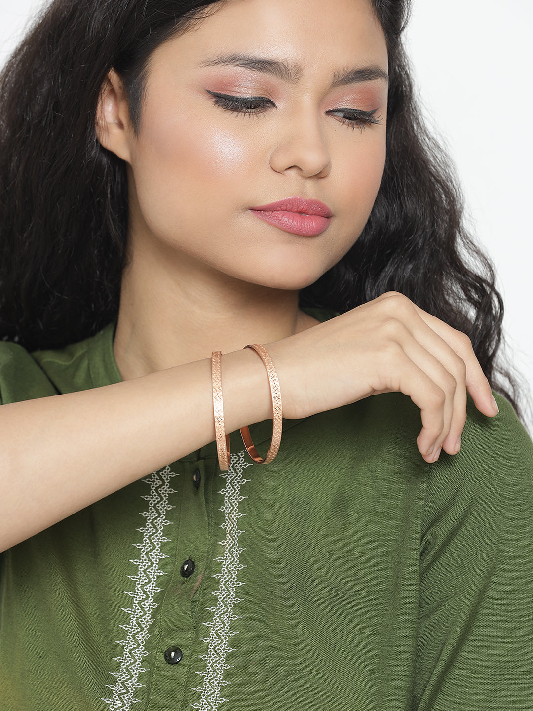 Rose Gold Plated Set of 2 Bangle Set - Jazzandsizzle