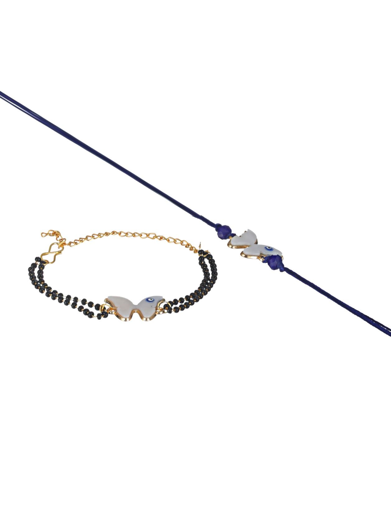 Jazz And Sizzle Set Of Set Of 2 Butterfly Shaped Evil Eye Designer Bhaiya & Bhabhi Rakhi