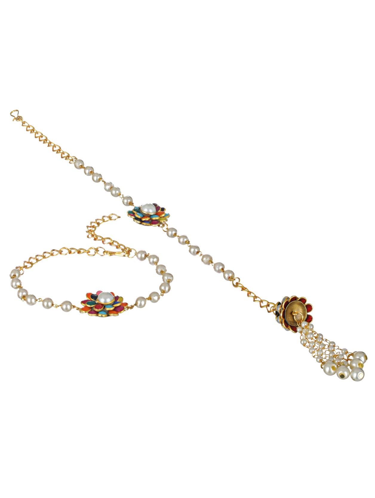 Set of 2 Multicolored & White Pearl Floral Rakhi - Jazzandsizzle