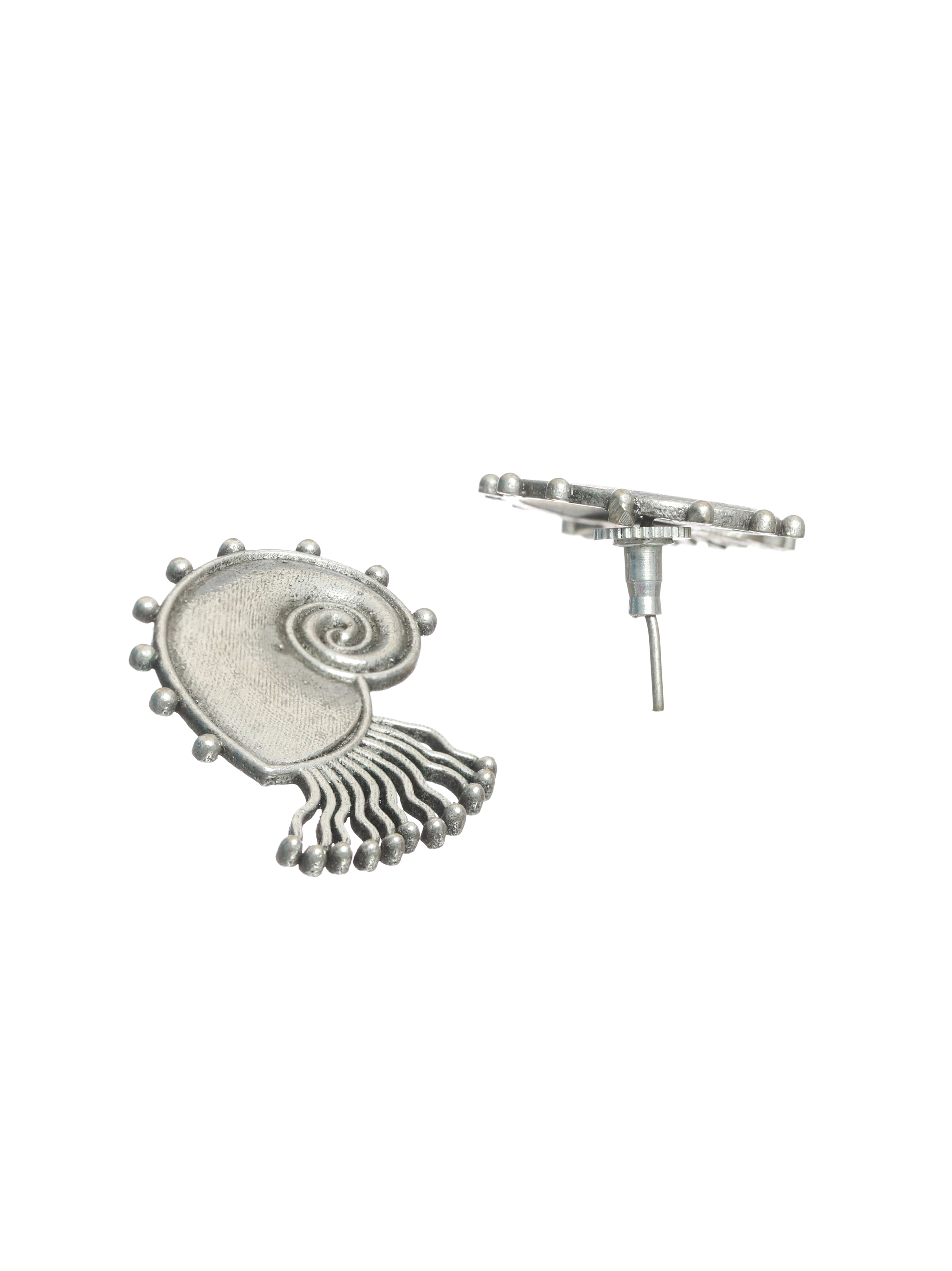Silver-Toned Contemporary Studs Earrings - Jazzandsizzle