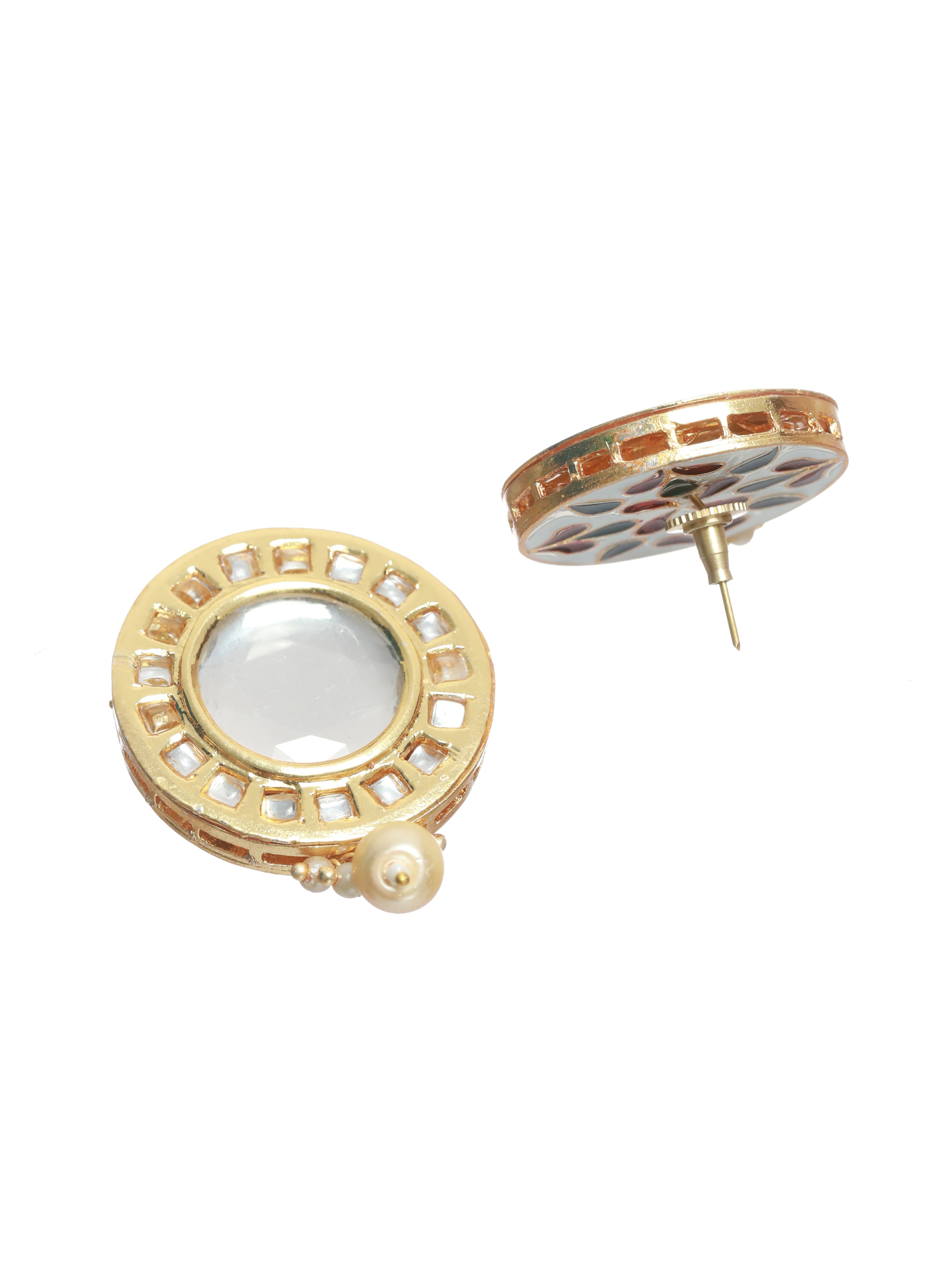 Gold Plated Round Kundan Studded & Purple Beaded Handcrafted Choker Jewellery Set - Jazzandsizzle