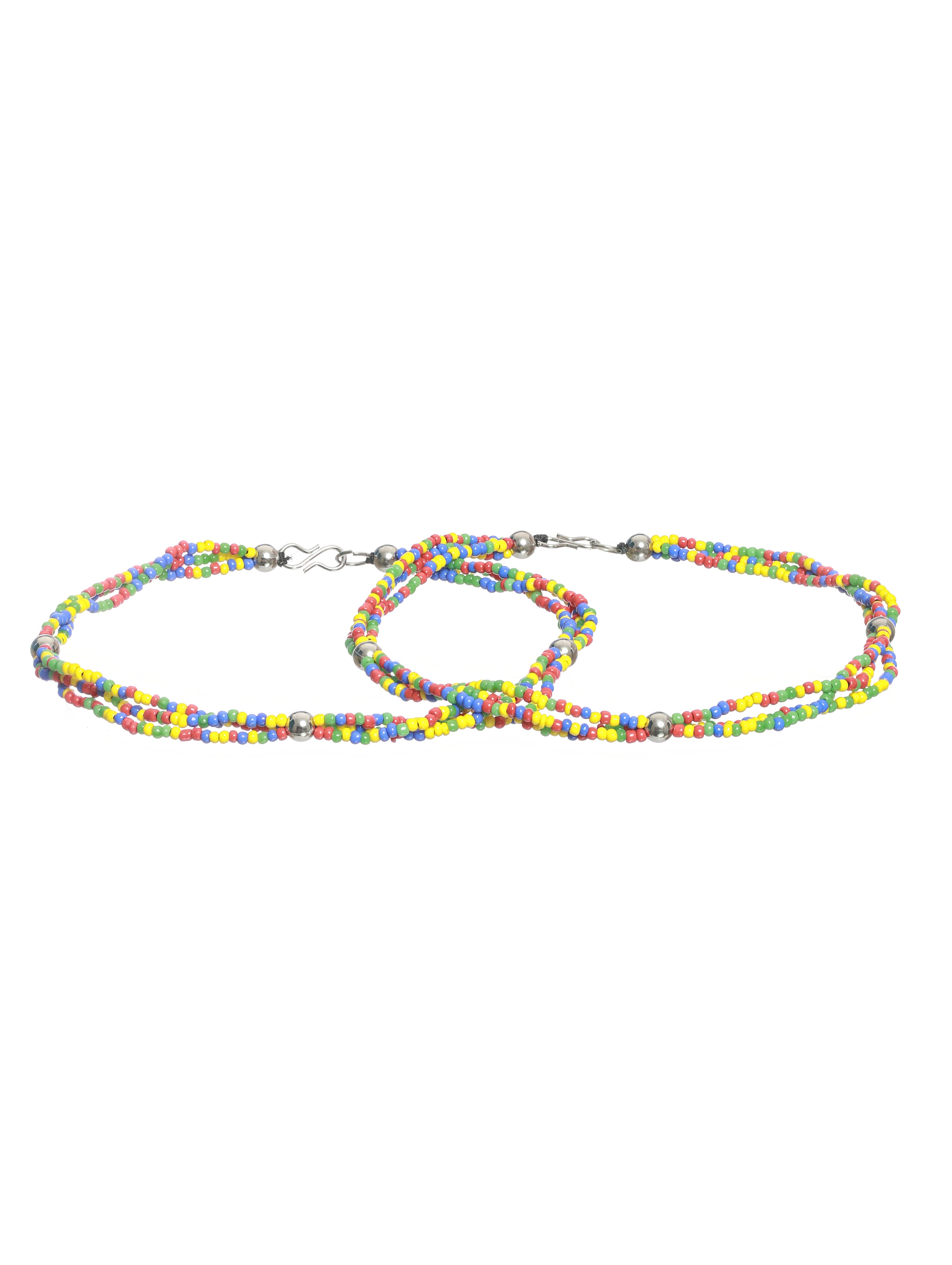 Set of 2 Gold-Plated Multicolor Beaded Handcrafted Anklets - Jazzandsizzle
