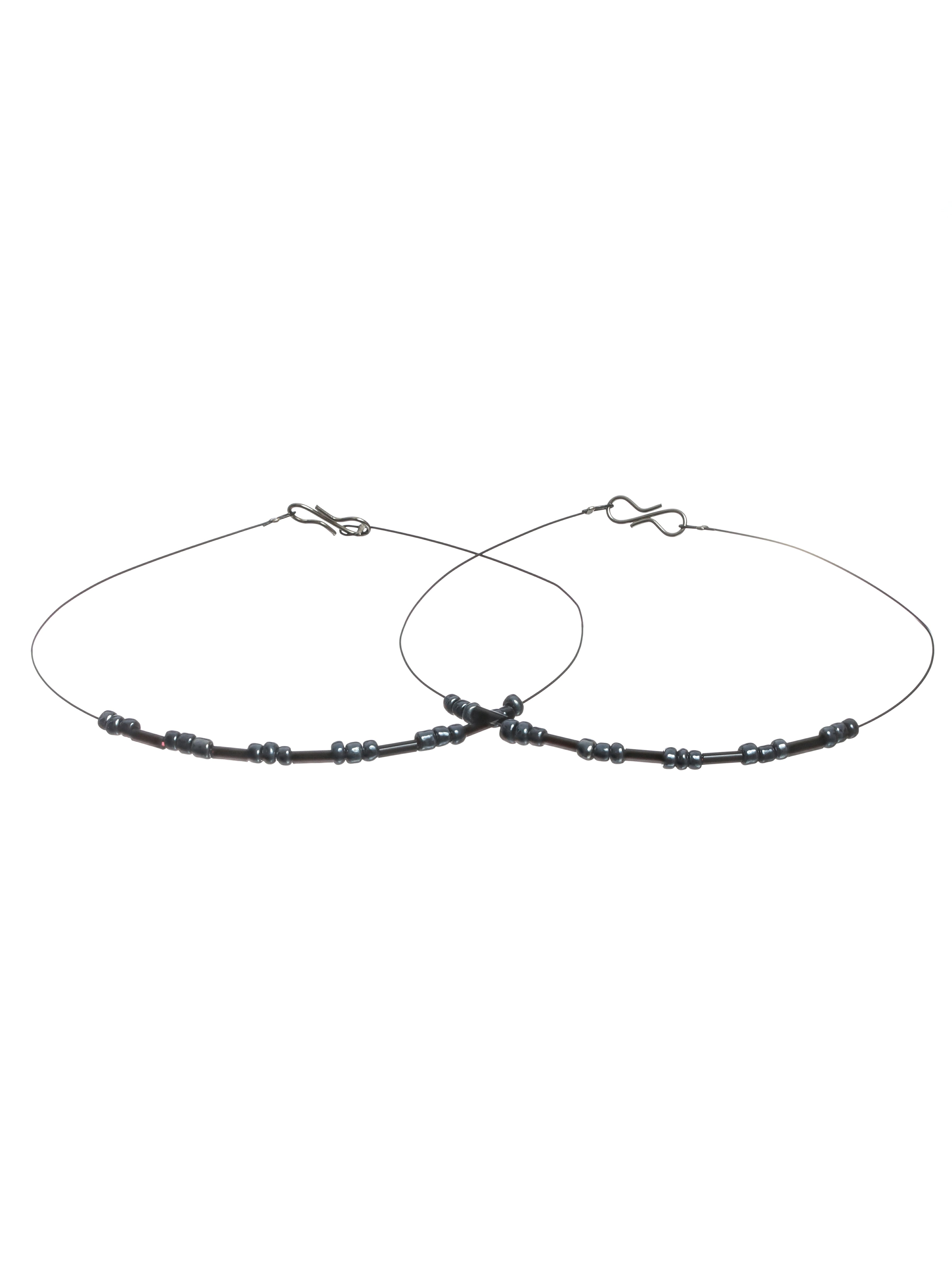 Set of 2 Black Handcrafted Anklets & 1 Black Stone Ring - Jazzandsizzle