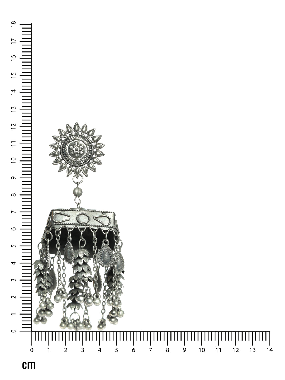 Oxidised Silver-Toned Antique Handcrafted Tasselled Jhumka Earrings - Jazzandsizzle