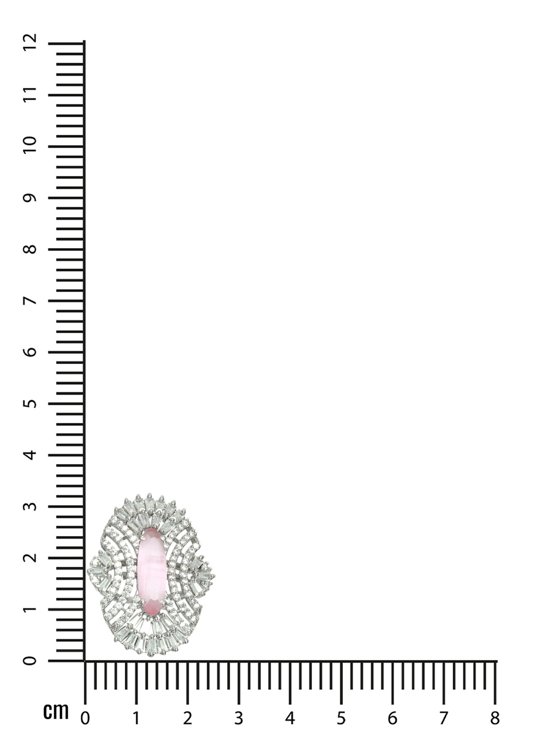 Pink American Diamond studded,Silver-Plated CZ Studded Adjustable Finger Ring - Jazzandsizzle