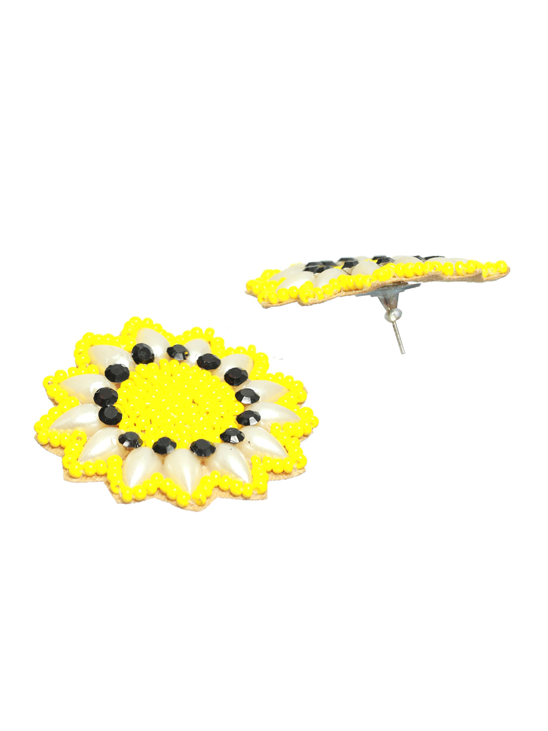 Gold-Plated Handcrafted Yellow & Black Stud Earrings - Jazzandsizzle