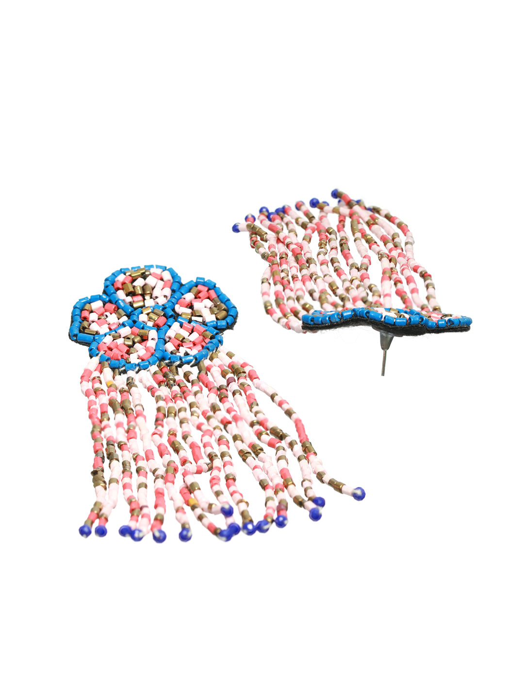 Gold-Plated & Multicolored Tasseled Contemporary Drop Earrings - Jazzandsizzle