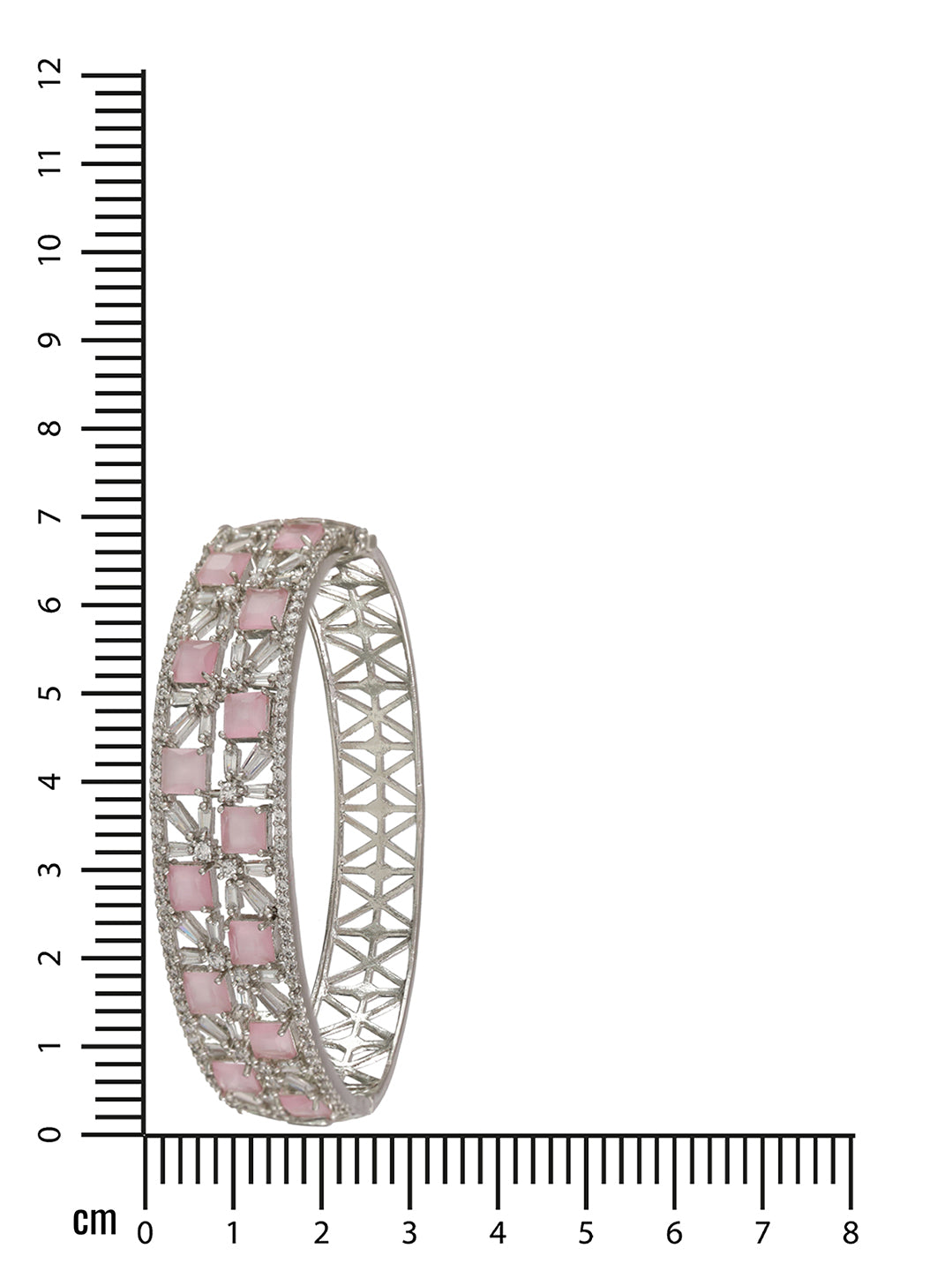 Silver Plated Pink American Diamond Studded Handcrafted Bangle Style Bracelet - Jazzandsizzle