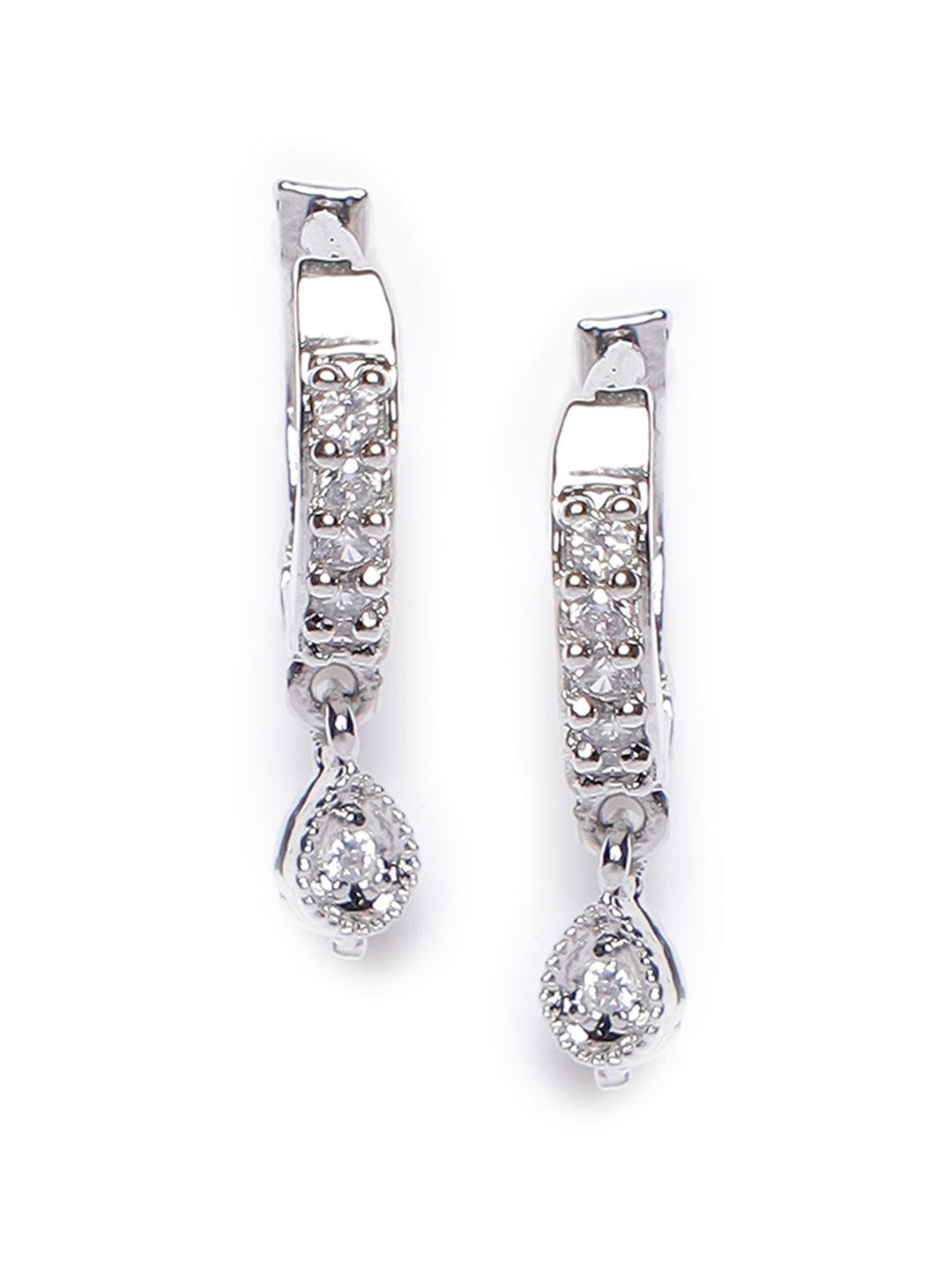 Silver-Plated Drop & White Studs Earrings - Jazzandsizzle