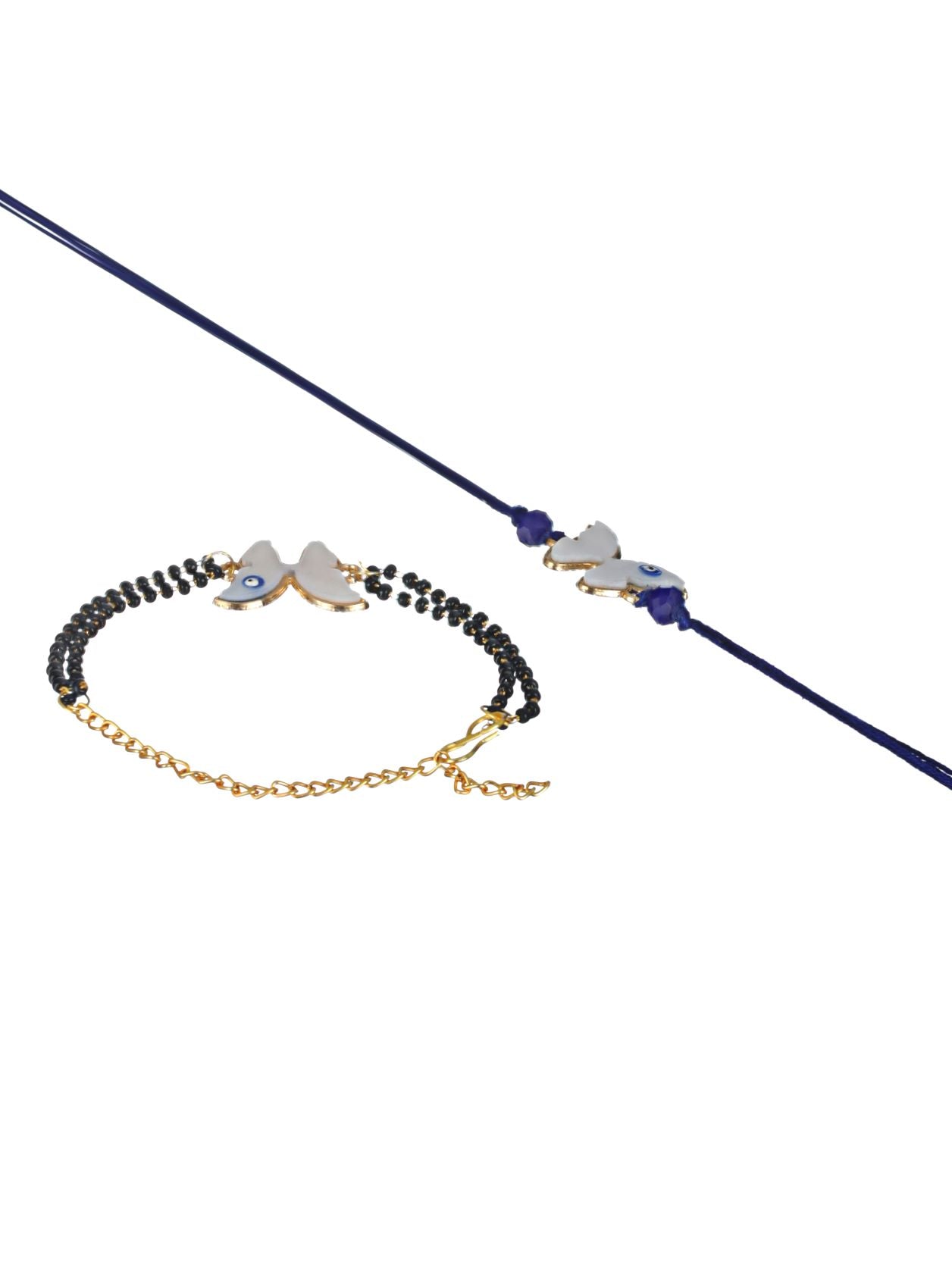 Jazz And Sizzle Set Of Set Of 2 Butterfly Shaped Evil Eye Designer Bhaiya & Bhabhi Rakhi