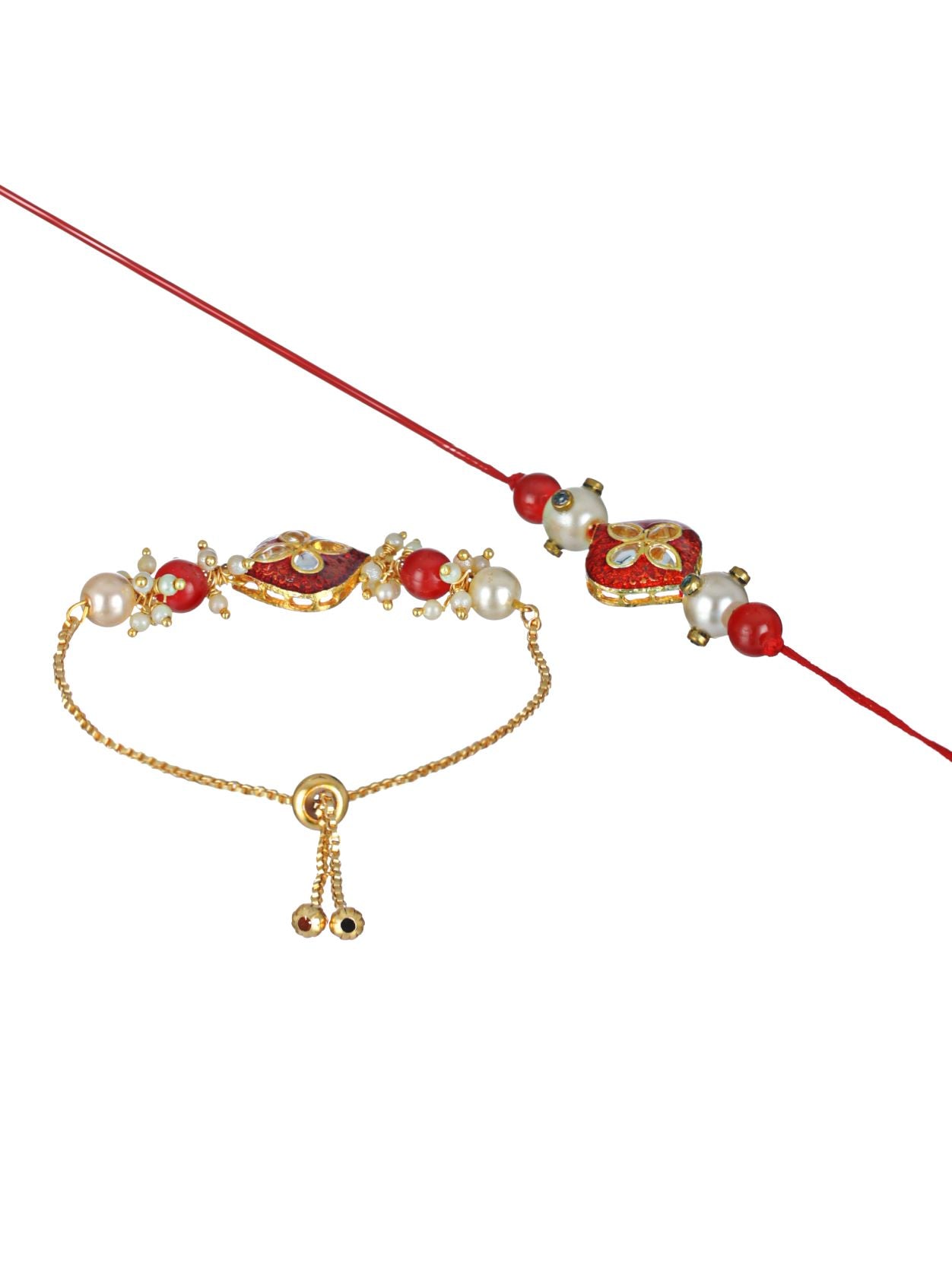 Jazz And Sizzle Set Of 2 Maroon Meenakari & Pearl Bhayia & Bhabhi Rakhi