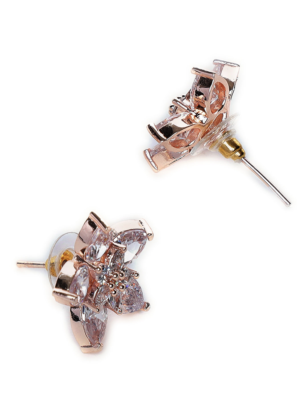 White Contemporary Floral Studs Earrings - Jazzandsizzle
