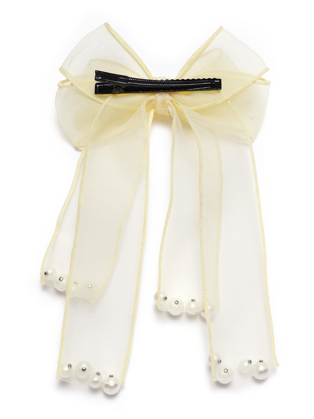 Black & Yellow Set of 2 Handcrafted Bow Shaped Alligator Hair Clip - Jazzandsizzle