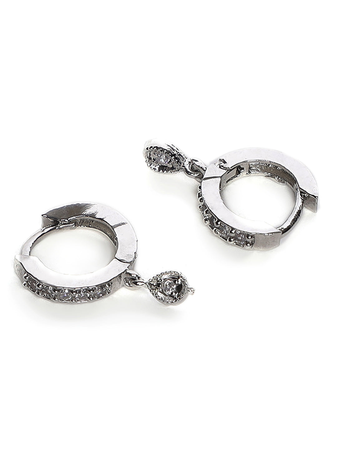 Silver-Plated Drop & White Studs Earrings - Jazzandsizzle