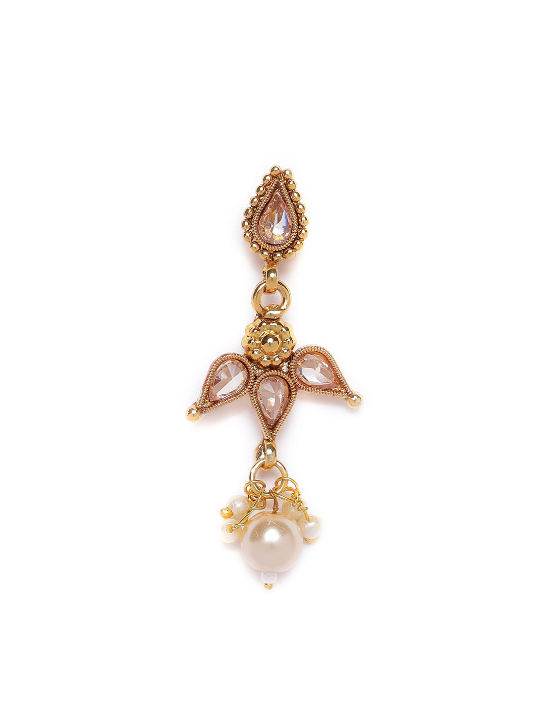 Gold-Plated & White Stone Studded Handcrafted Jewellery Set - Jazzandsizzle