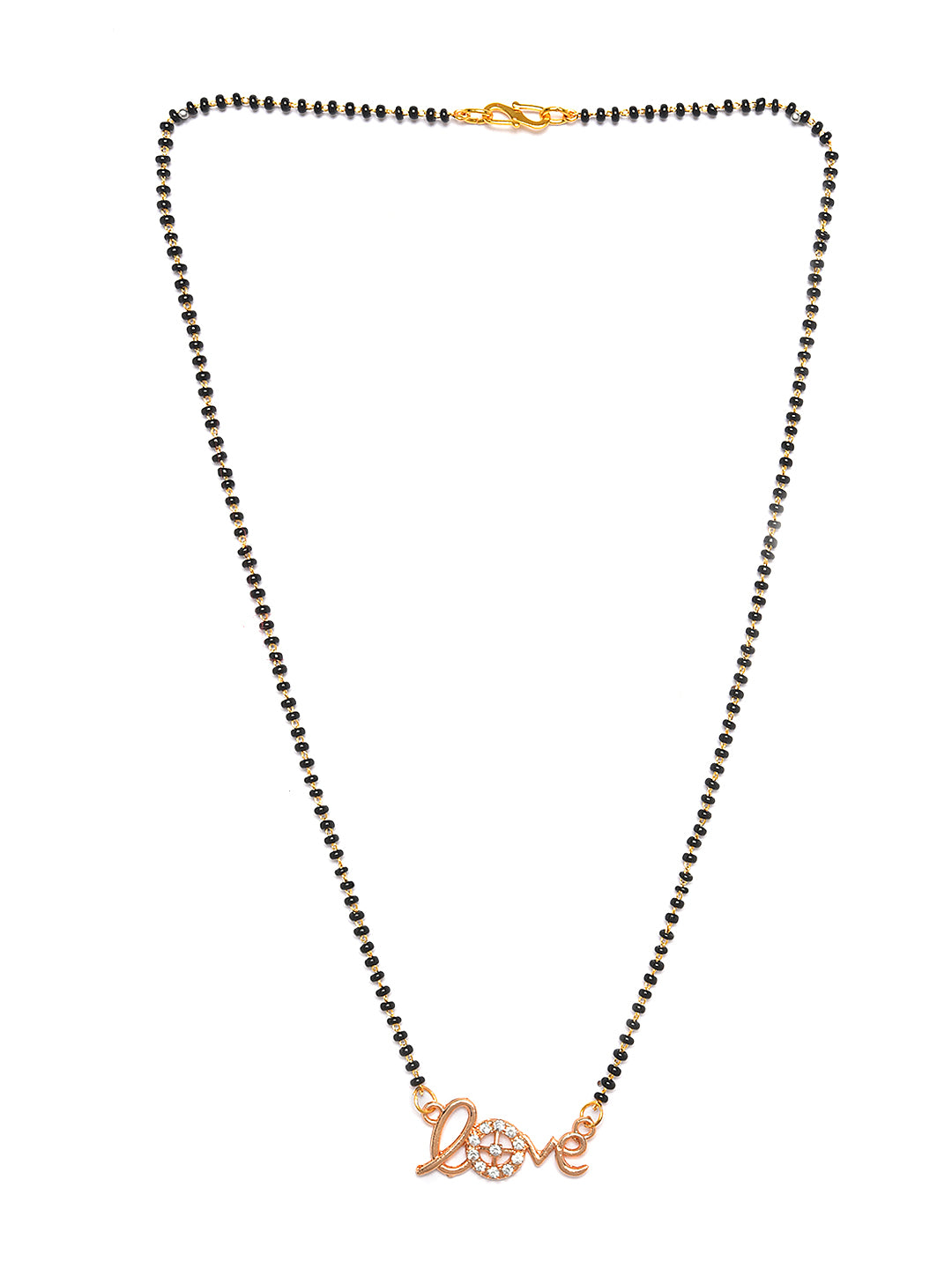 Set of 2 Love & Bird Gold-Plated & AD-Studded Black Beaded Mangalsutra - Jazzandsizzle