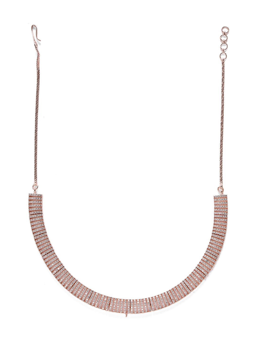 American Diamond Cubic Zirconia Rose Gold Plated Jewellery Set - Jazzandsizzle