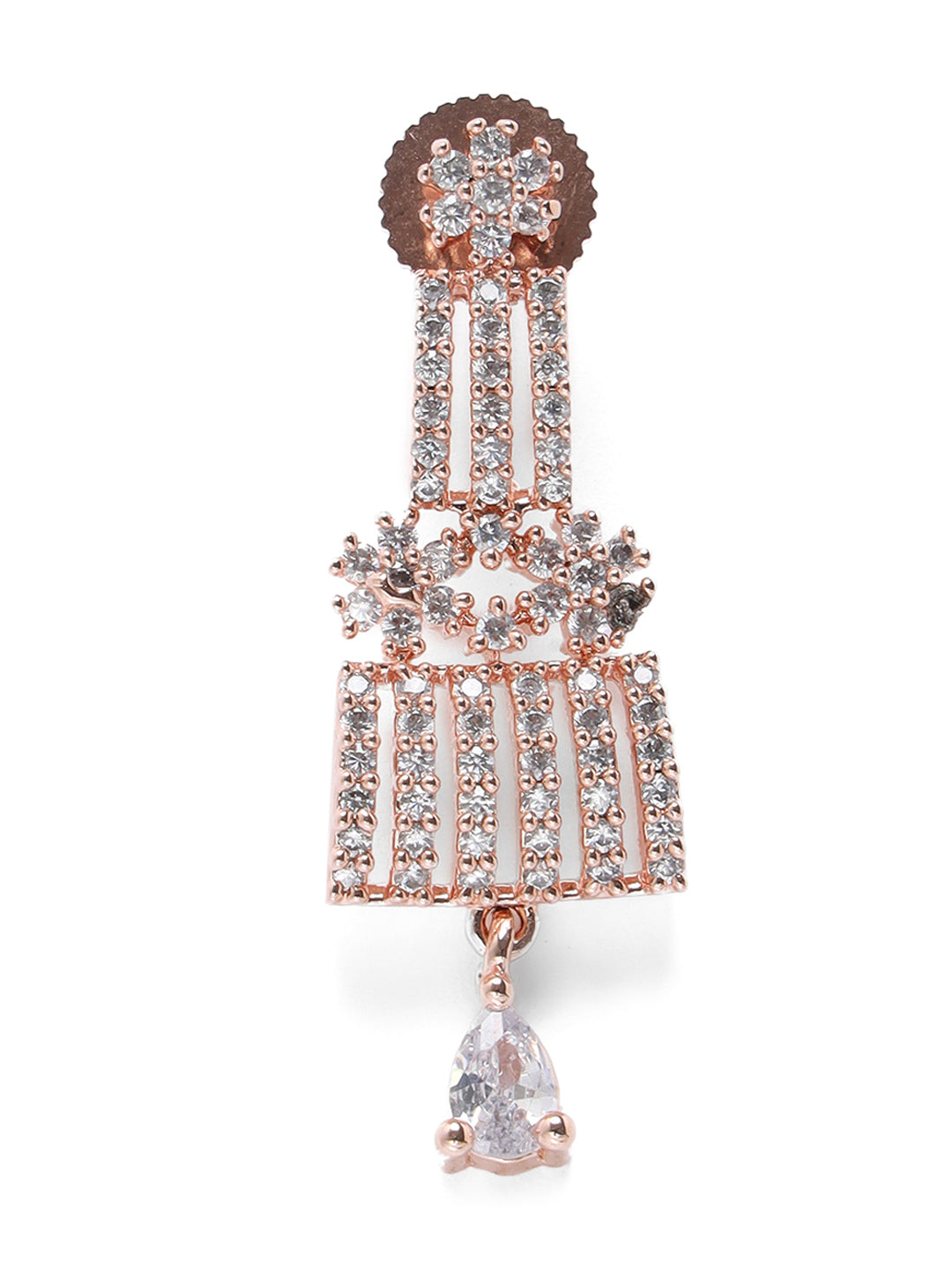 American Diamond Cubic Zirconia Rose Gold Plated Jewellery Set - Jazzandsizzle