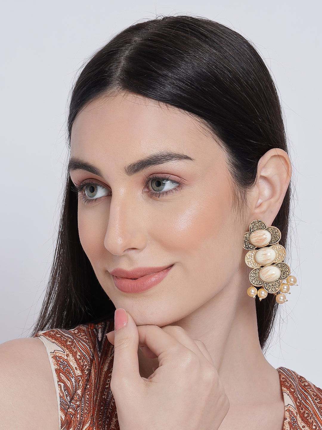 Stone studded Meenakari work Drop Earrings - Jazzandsizzle