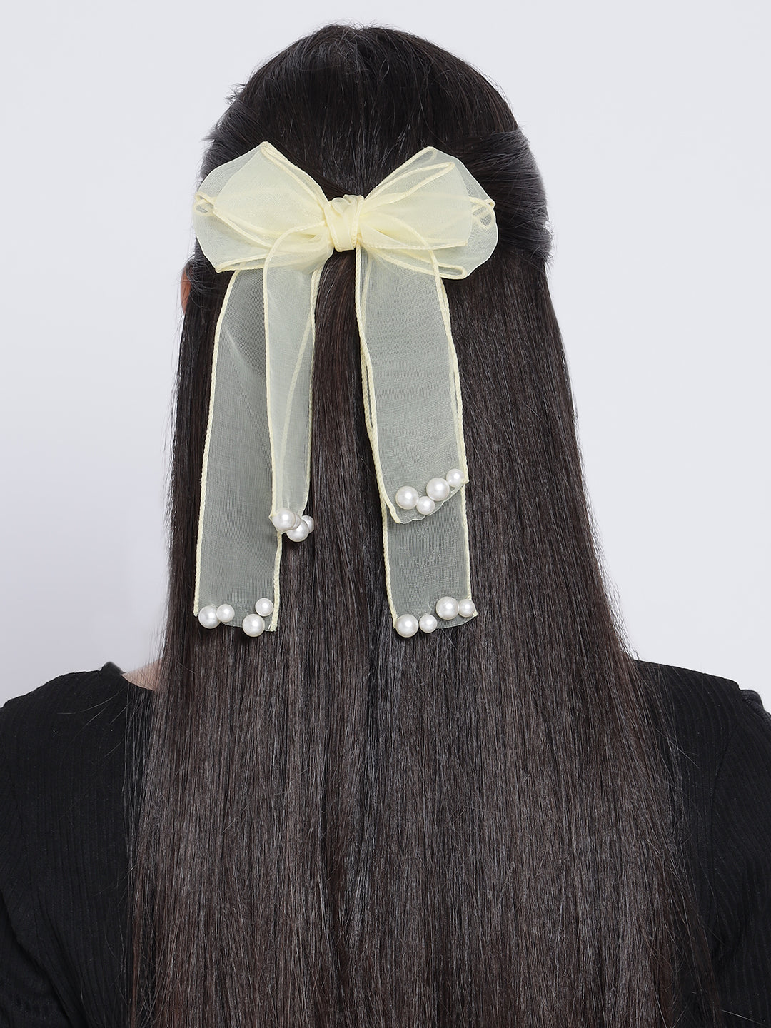 Black & Yellow Set of 2 Handcrafted Bow Shaped Alligator Hair Clip - Jazzandsizzle