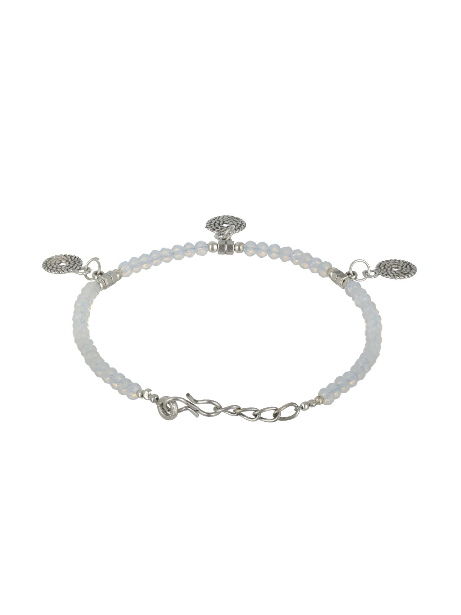 Set of 4 Silver Elephant Flower butterfly, Circle & Cocoon Charms Beaded Handcrafted Anklets - Jazzandsizzle