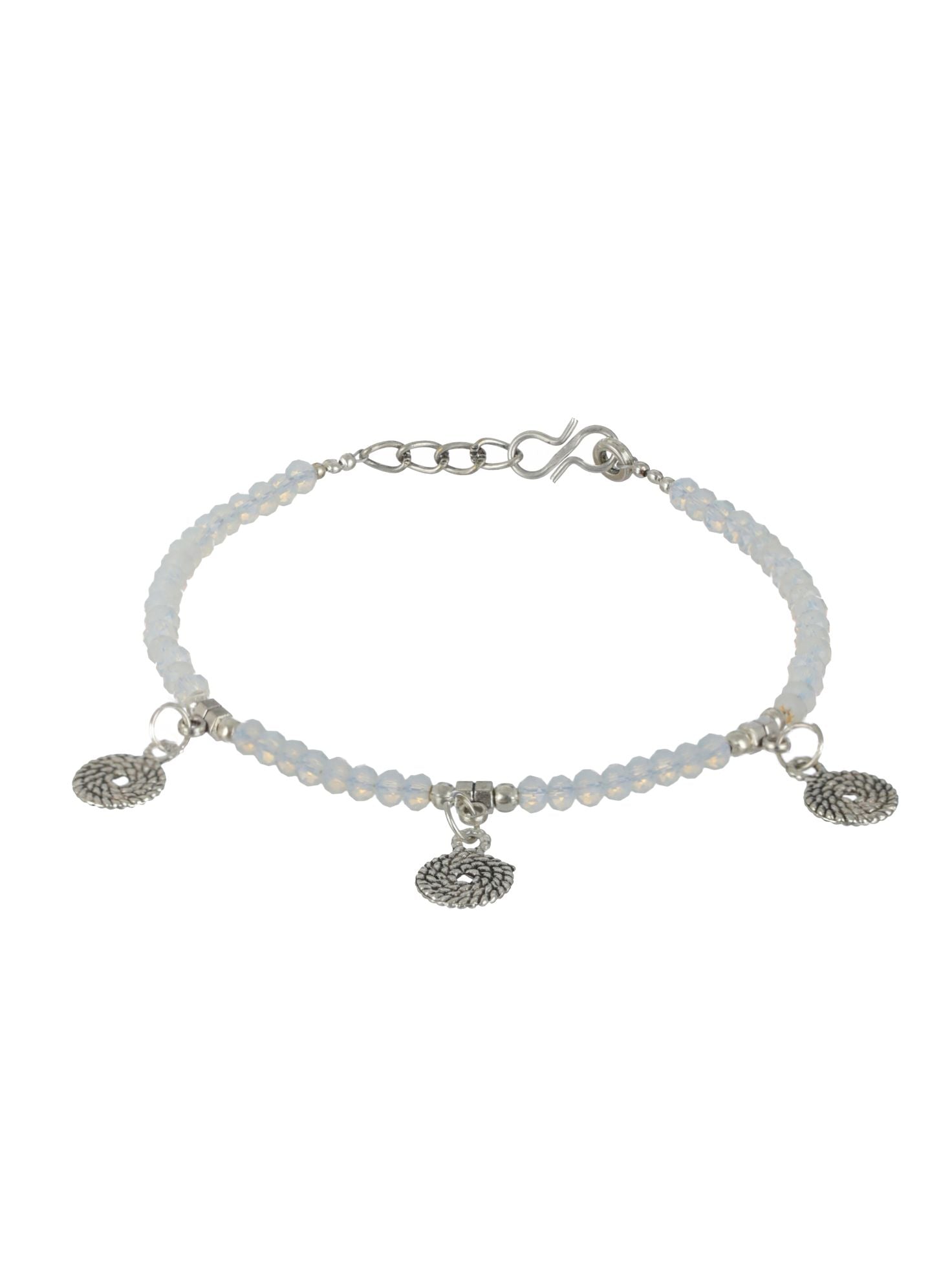 Set of 4 Silver Elephant Flower butterfly, Circle & Cocoon Charms Beaded Handcrafted Anklets - Jazzandsizzle