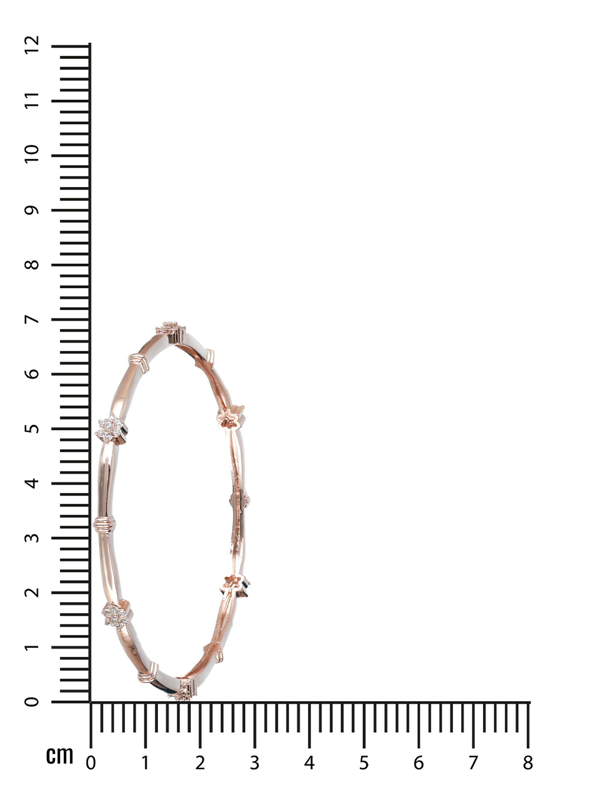 Set Of 2 Rose Gold-Plated & White American Diamond Studded Elegant Floral Bangles - Jazzandsizzle