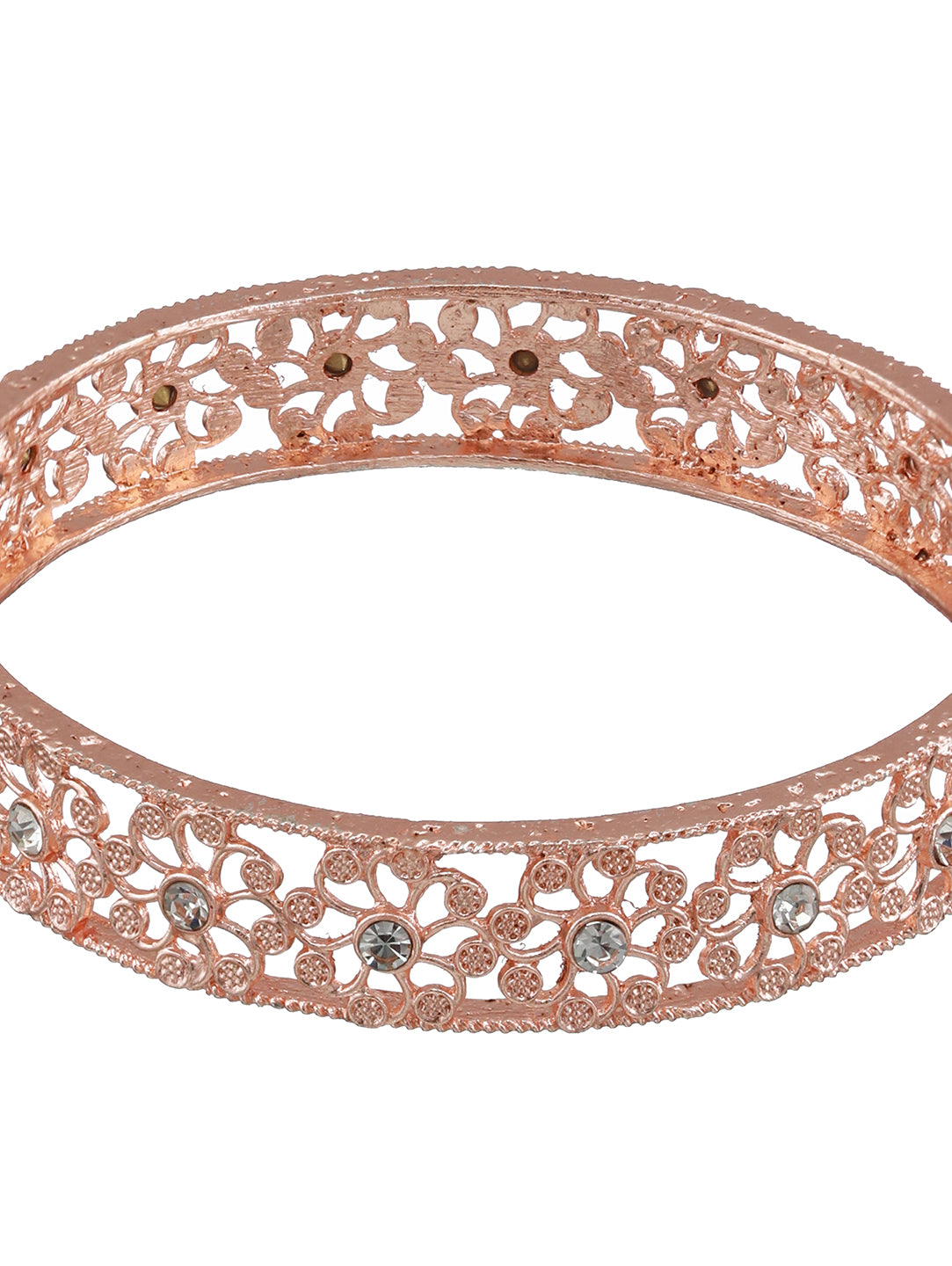 Set of 2 Rose Gold-Plated Cubic Zirconia Studded Bangle - Jazzandsizzle