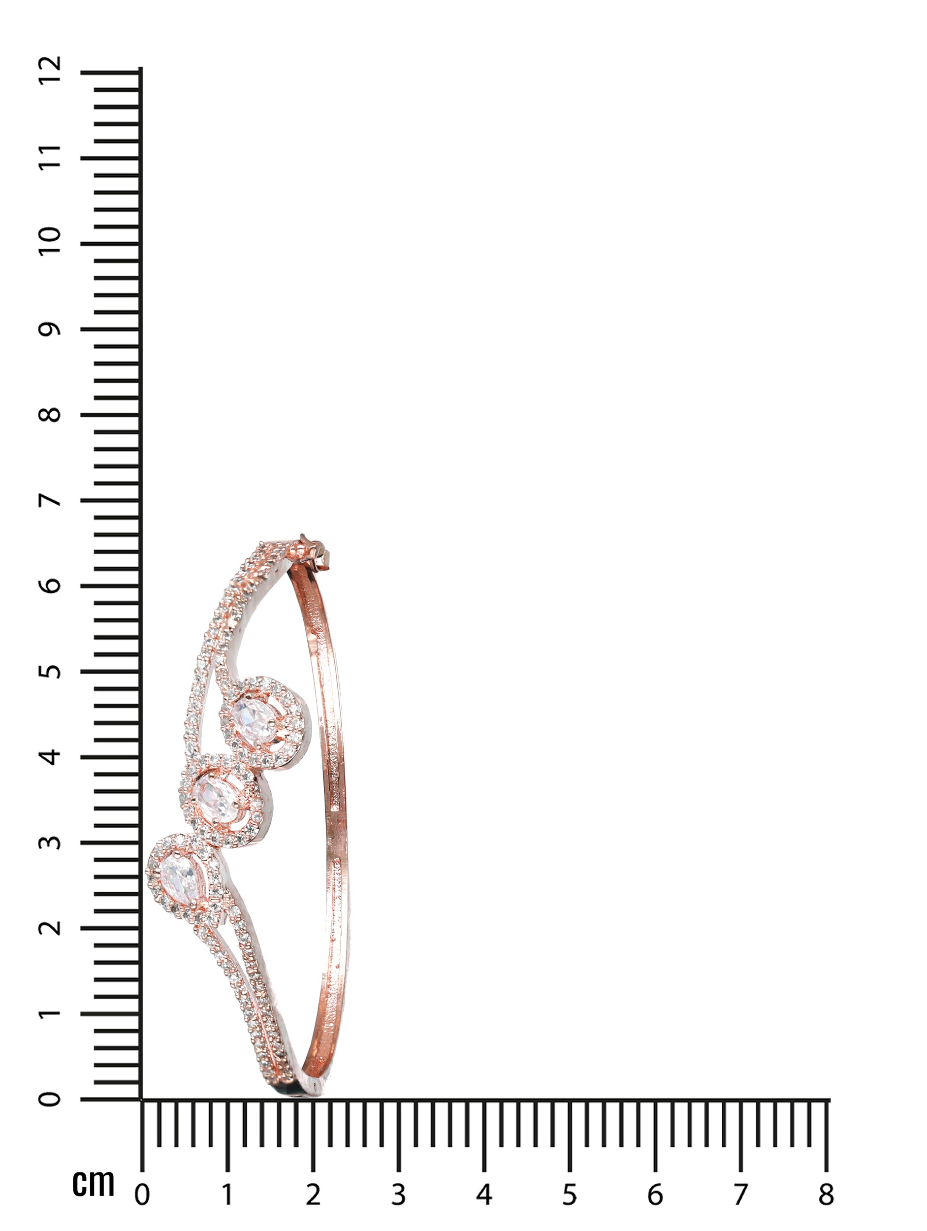 Rose Gold Plated White American Diamond Studded Handcrafted Bangle-Style Bracelet - Jazzandsizzle