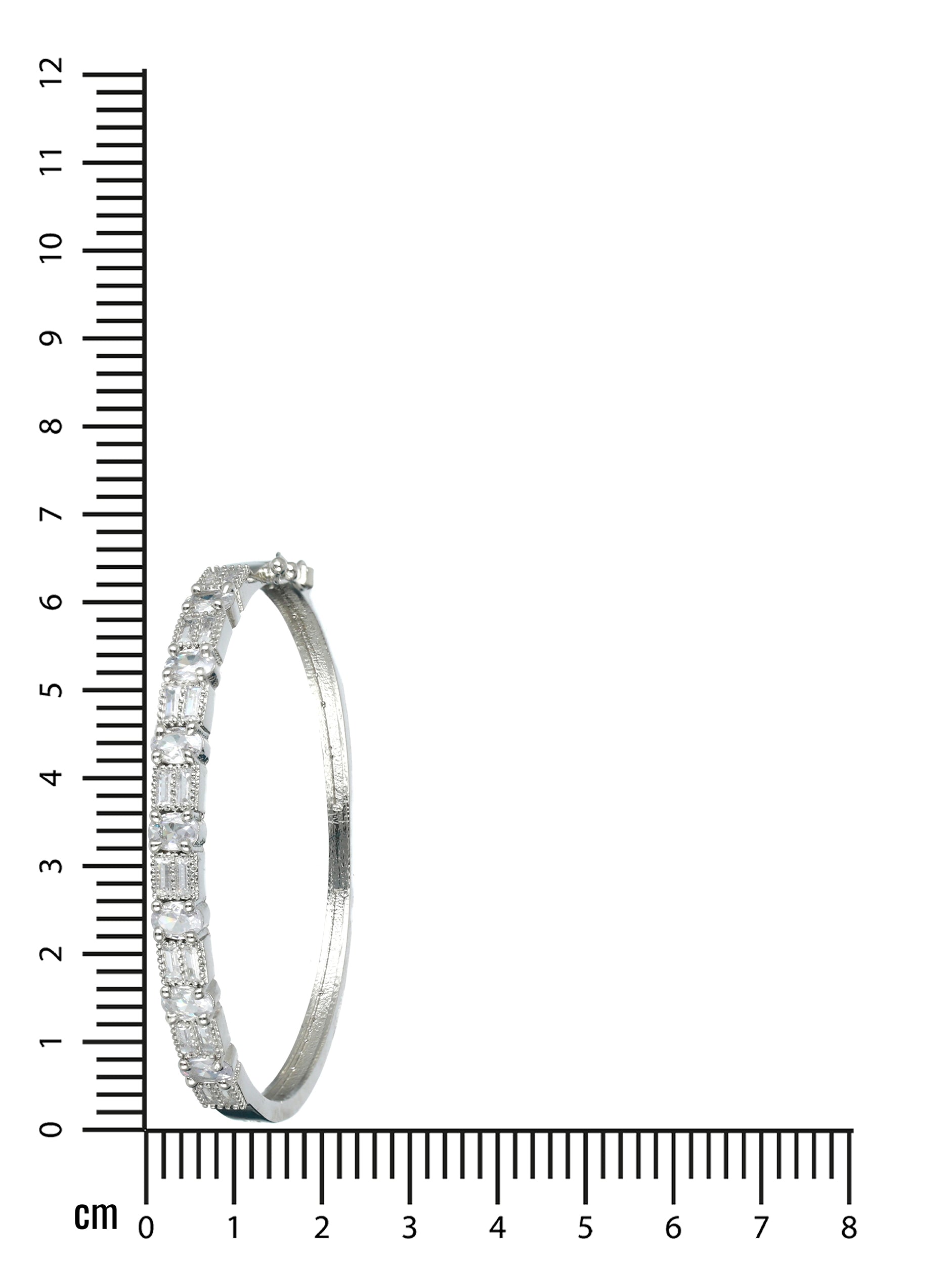 Silver-Plated & White American Diamond Handcrafted Bangle style Bracelet - Jazzandsizzle