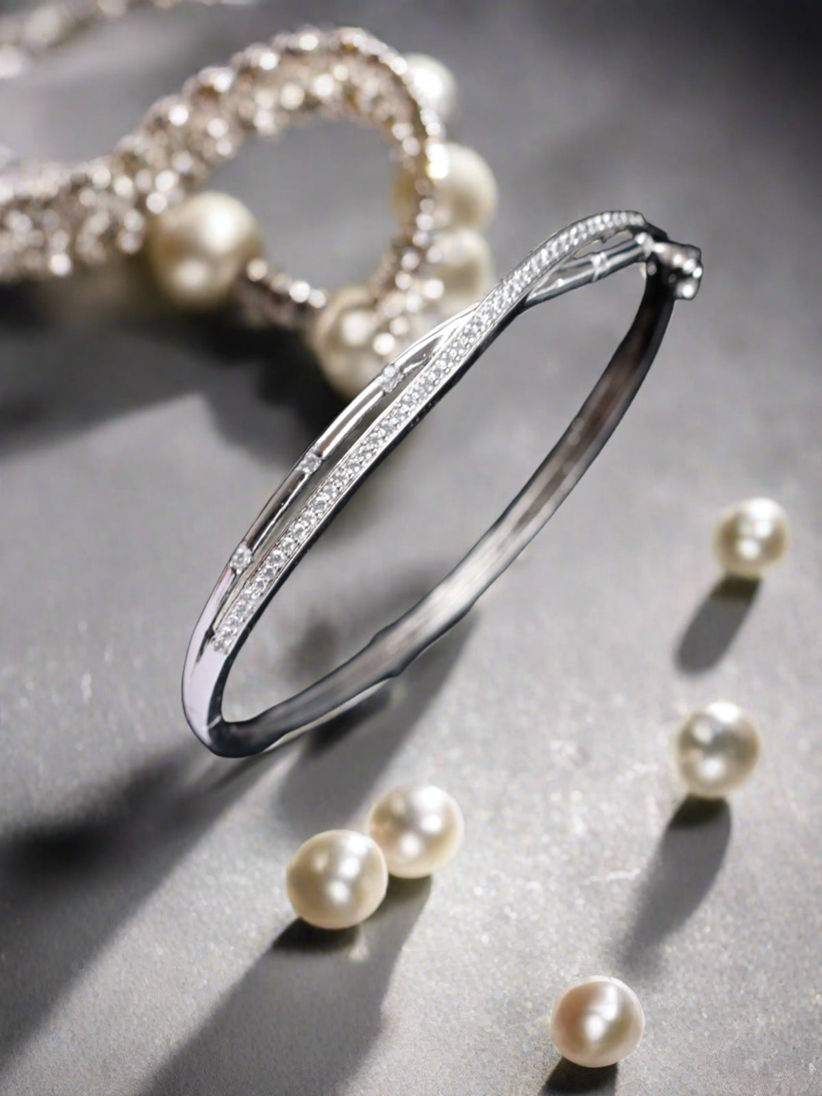 Jazz And Sizzle Silver-Toned & White American Diamond Handcrafted Silver-Plated Bracelet - Jazzandsizzle