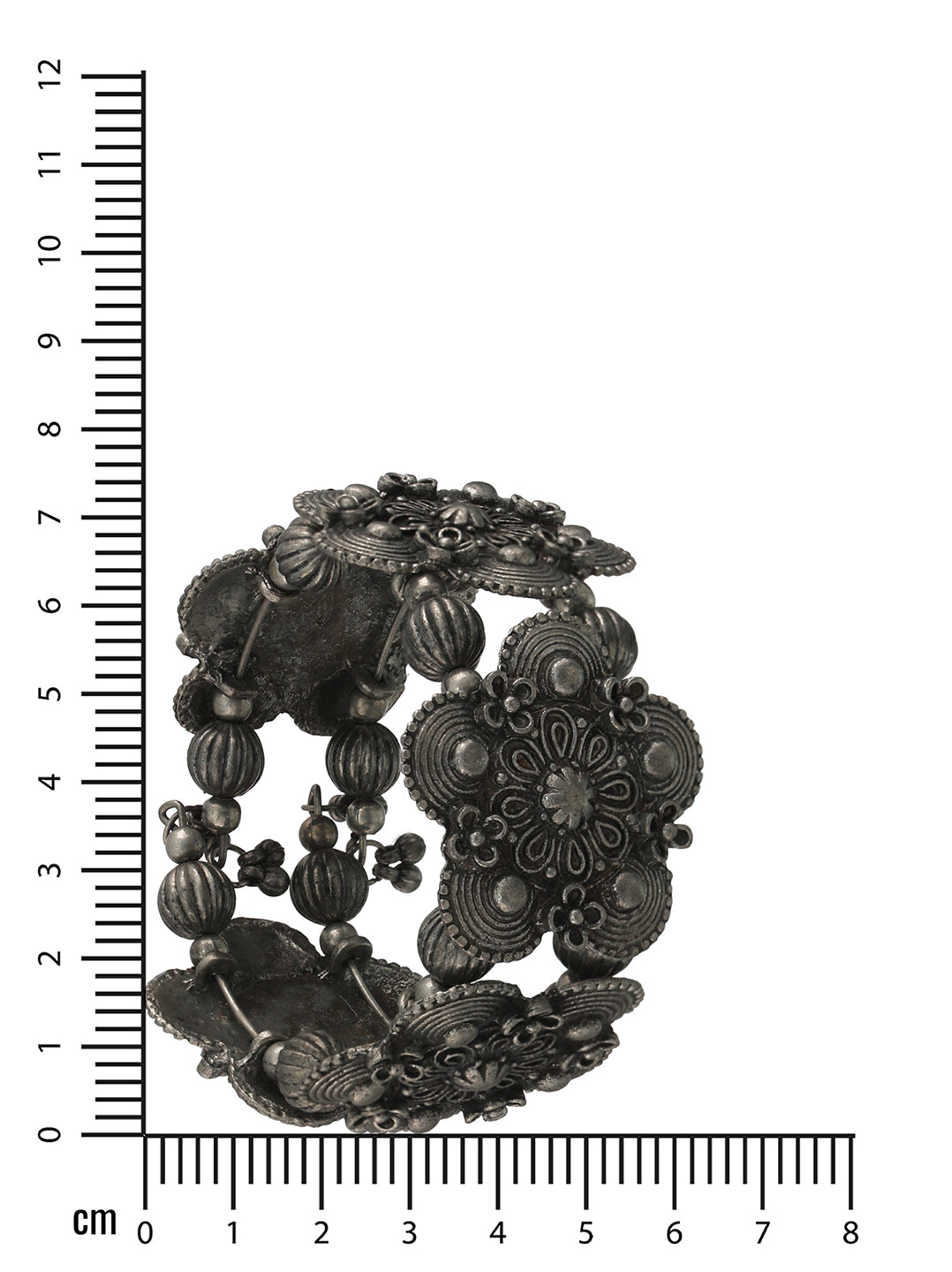 Women Silver-Toned Oxidised Bangle-Style Bracelet - Jazzandsizzle