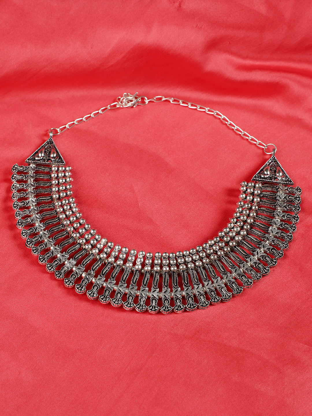 German Silver Silver-Plated Oxidized Necklace - Jazzandsizzle