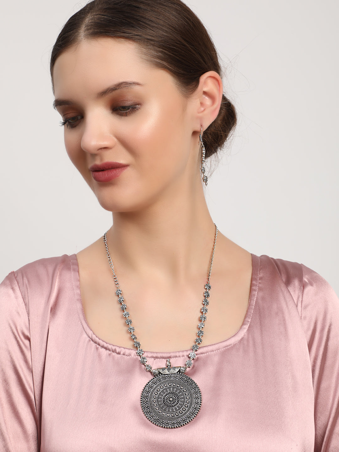 Silver Plated Spherical Jewellery Set with Ring and NosePin - Jazzandsizzle