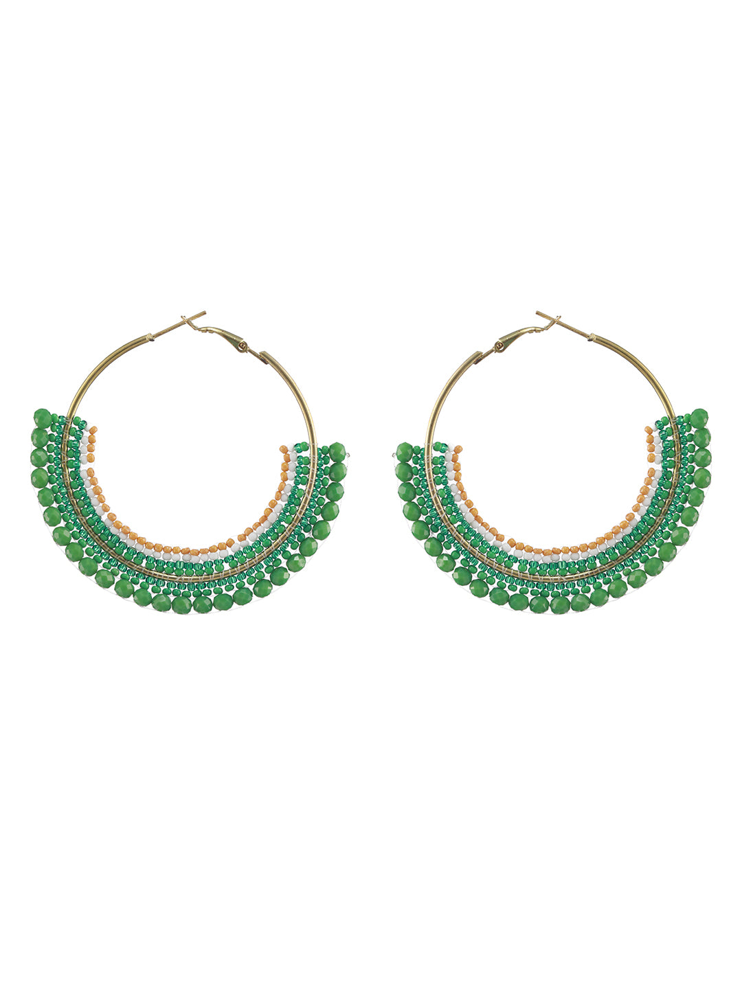 Green Circular Handcrafted Hoop Earrings - Jazzandsizzle
