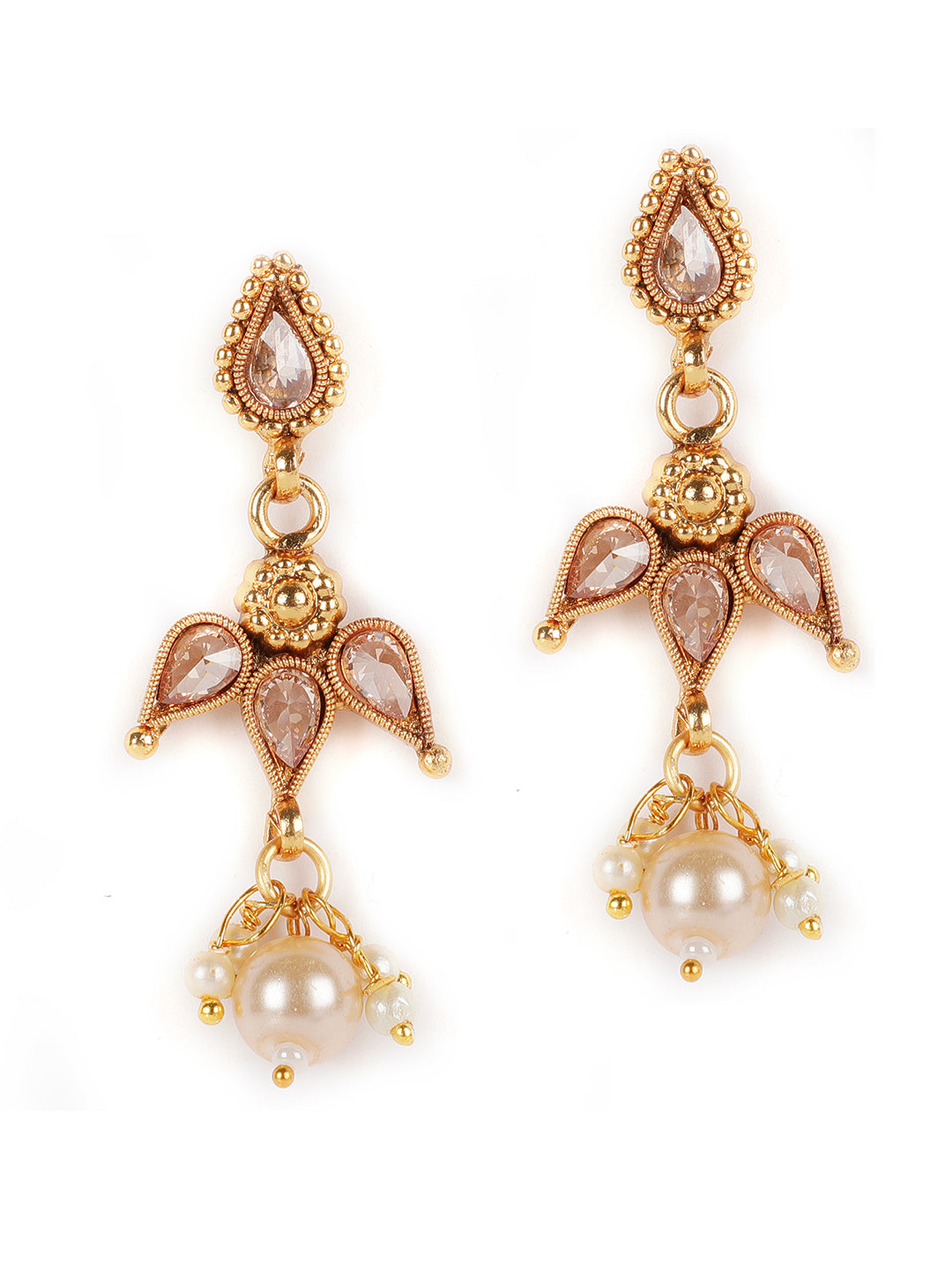 Gold-Plated & White Stone Studded Handcrafted Jewellery Set - Jazzandsizzle