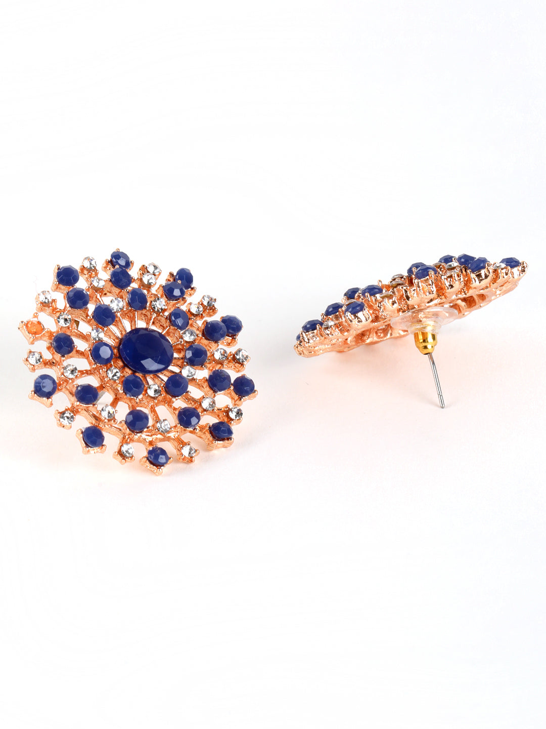 Blue & White CZ Studded Contemporary Stud Earrings - Jazzandsizzle