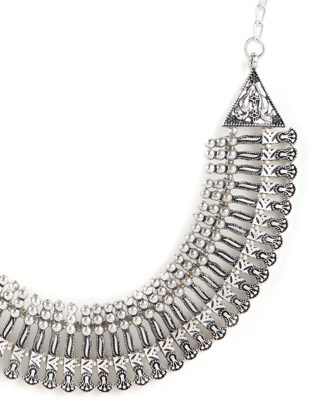 German Silver Silver-Plated Oxidized Necklace - Jazzandsizzle