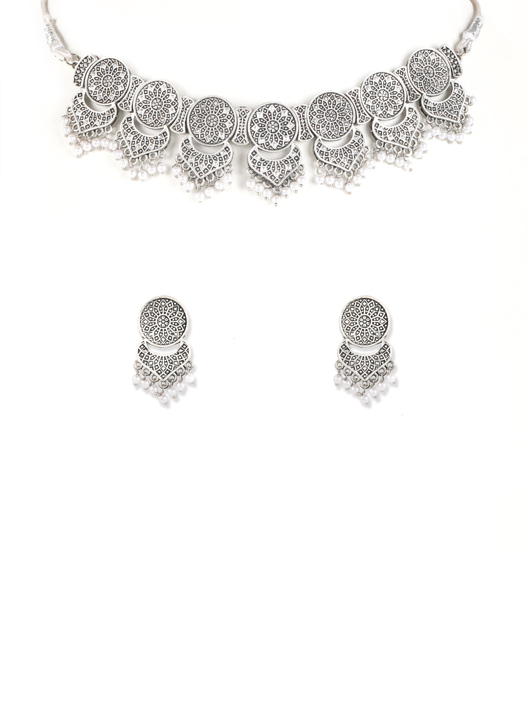 Silver-Plated Choker Necklace Jewellery Set - Jazzandsizzle