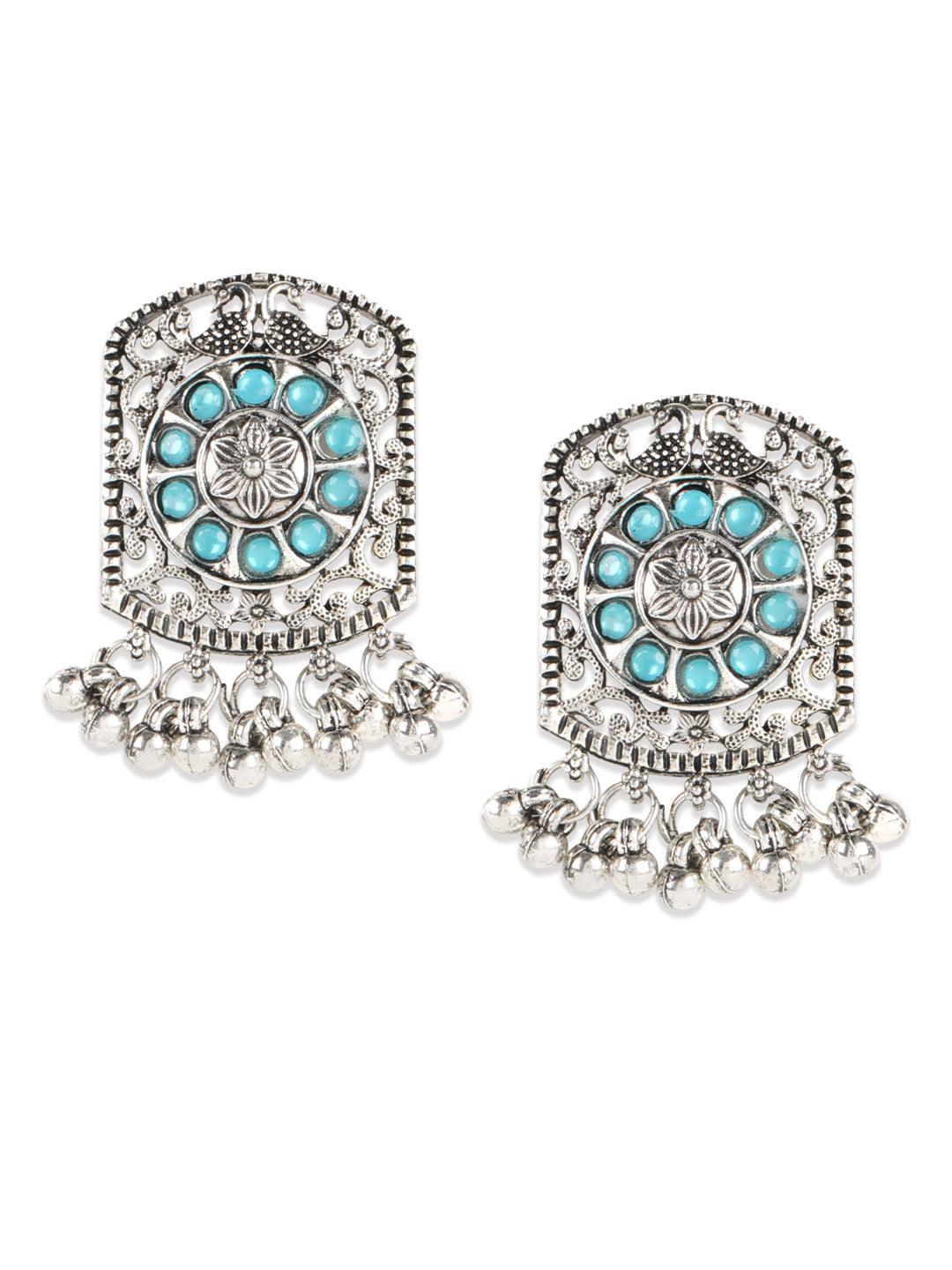 Blue Stones Studded Silver Plated Choker Set - Jazzandsizzle