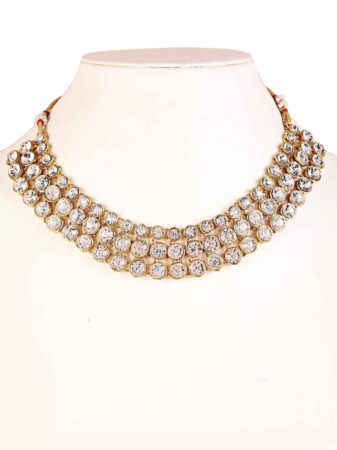 White Gold-Plated Stone Studded Layered Jewellery Set - Jazzandsizzle