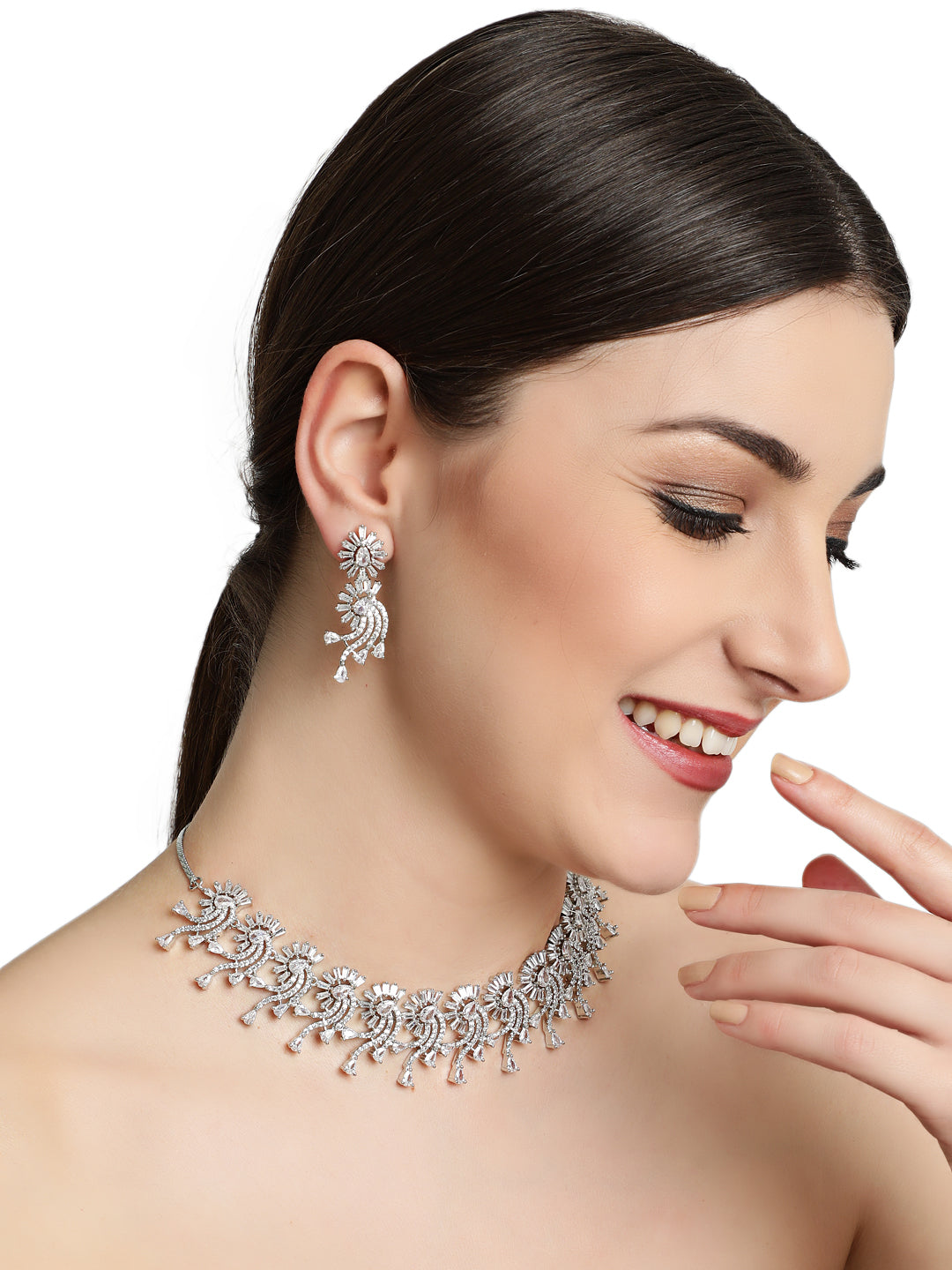Silver-Plated AD-Studded Handcrafted Jewellery Set - Jazzandsizzle