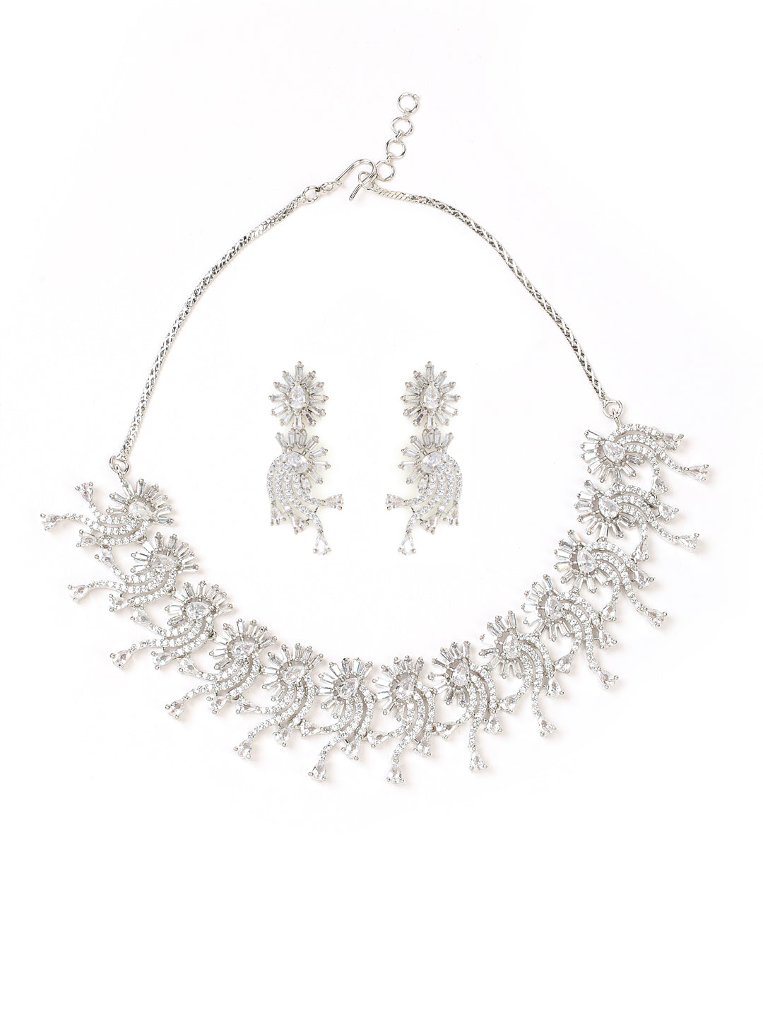 Silver-Plated AD-Studded Handcrafted Jewellery Set - Jazzandsizzle