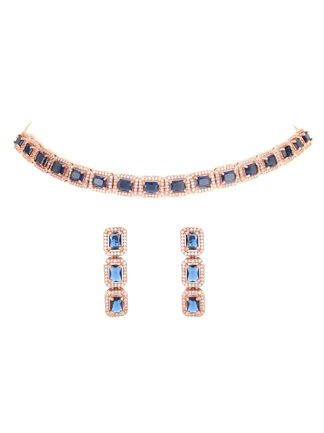 Blue American Diamond Gold-Plated Jewellery Set - Jazzandsizzle