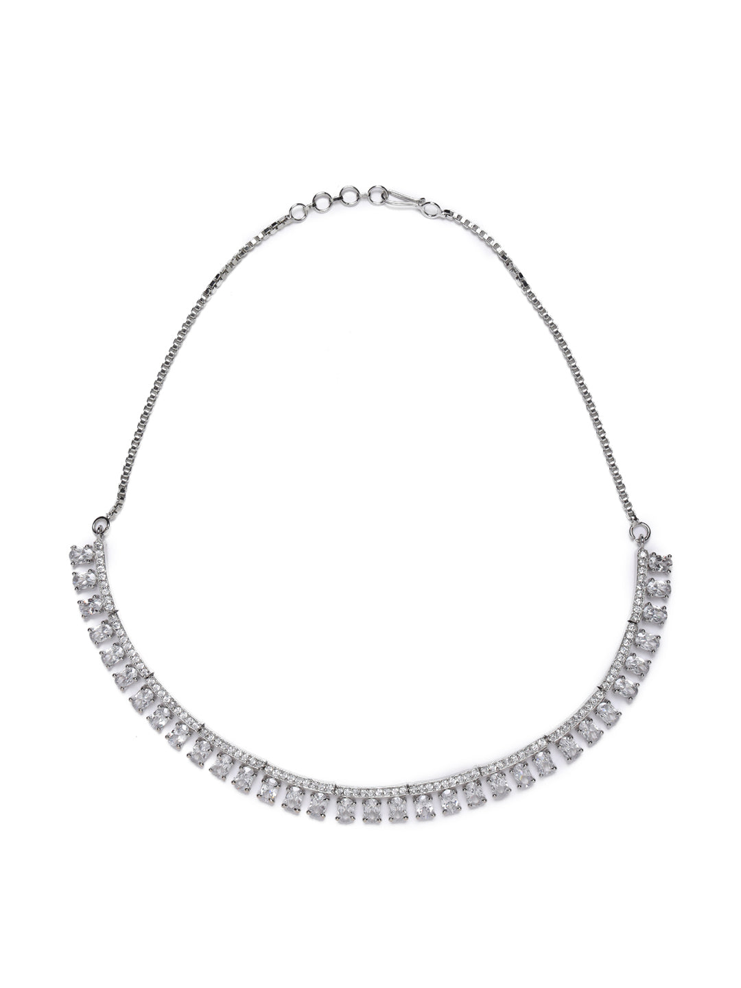 Silver Plated American Diamond Jewellery Set - Jazzandsizzle