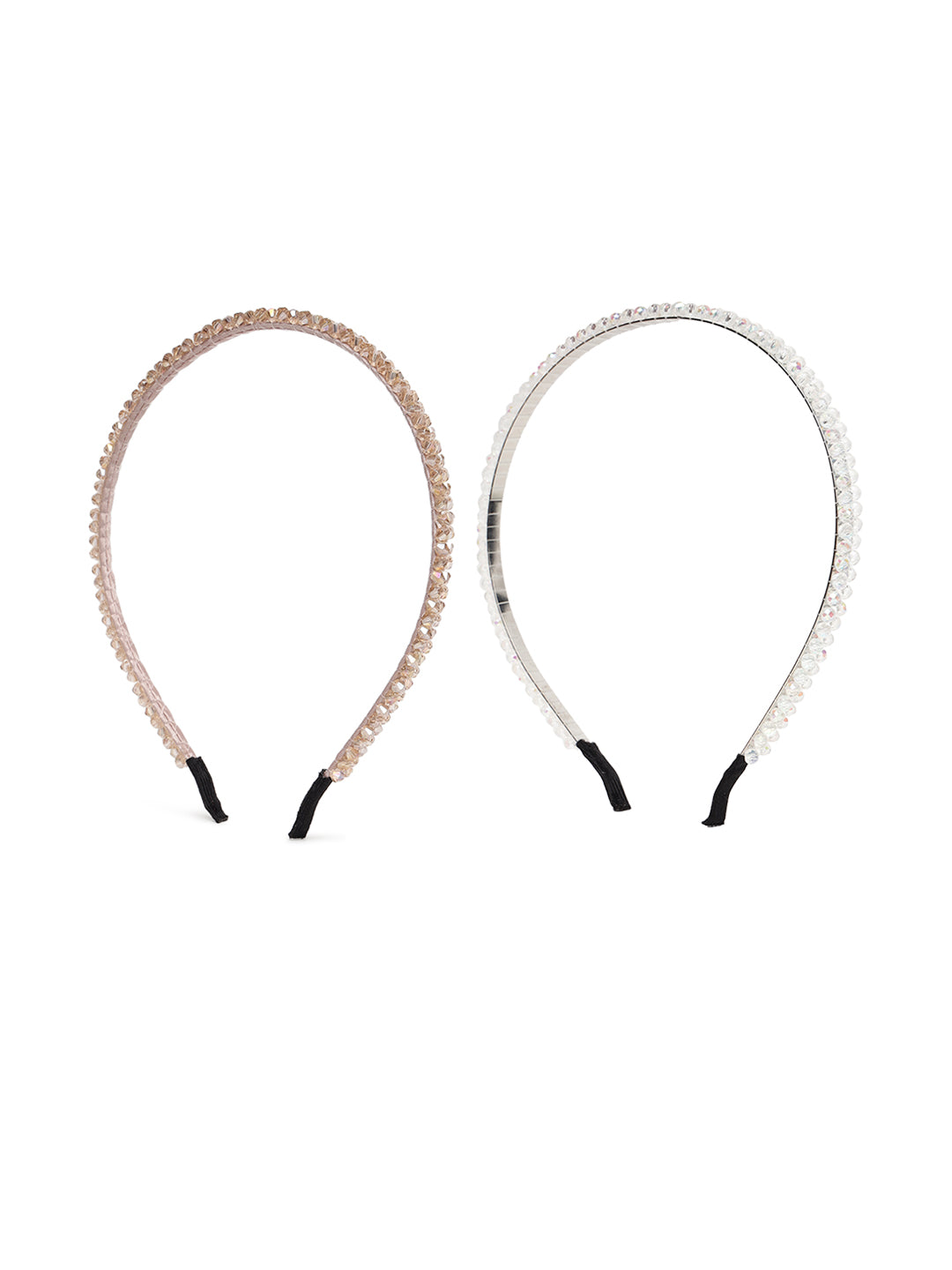 White & Gold-Toned Crystal Beaded Hairband - Jazzandsizzle