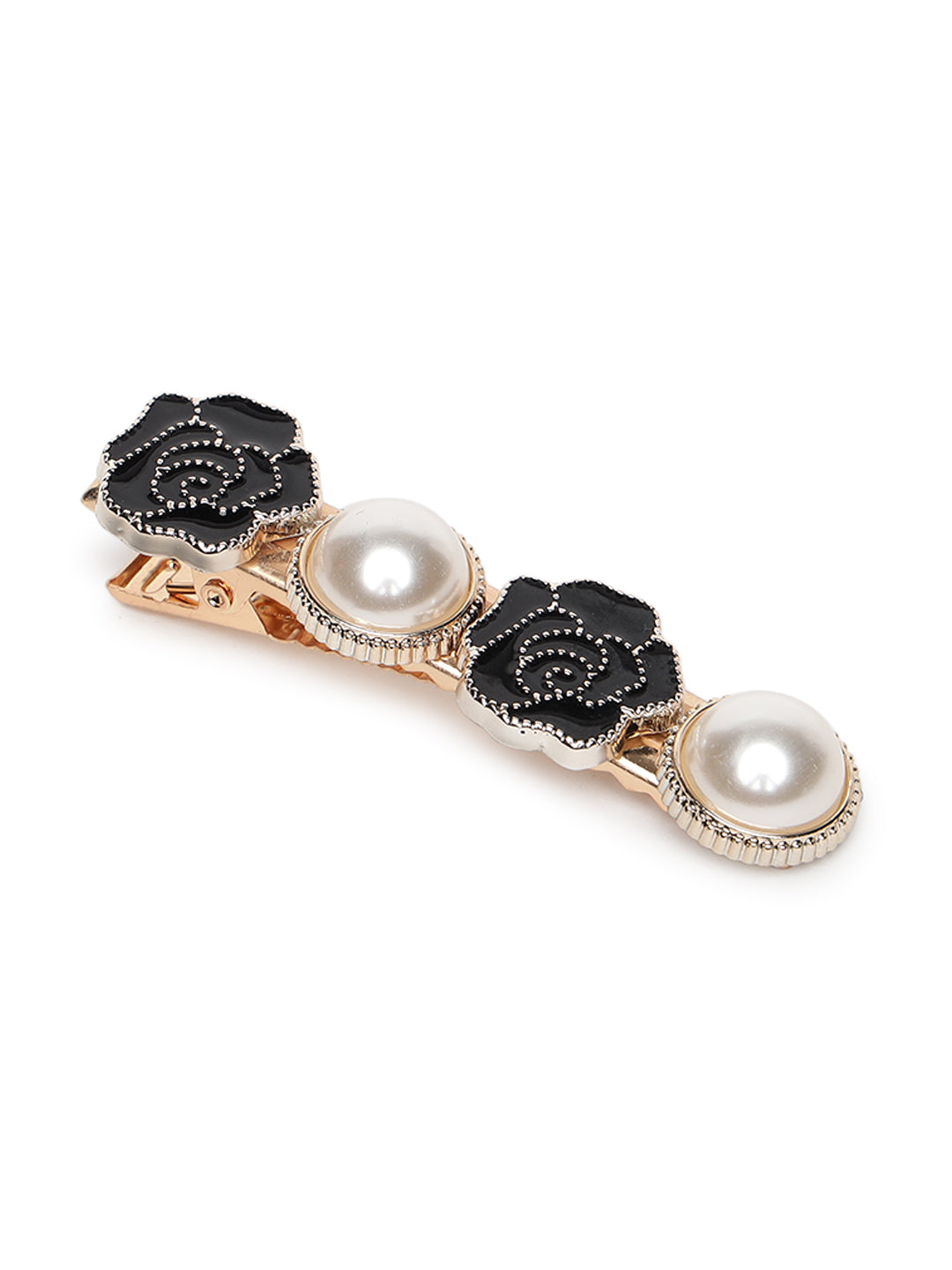 White & Black Sets of 2 Embellished Alligator Hair Clip - Jazzandsizzle