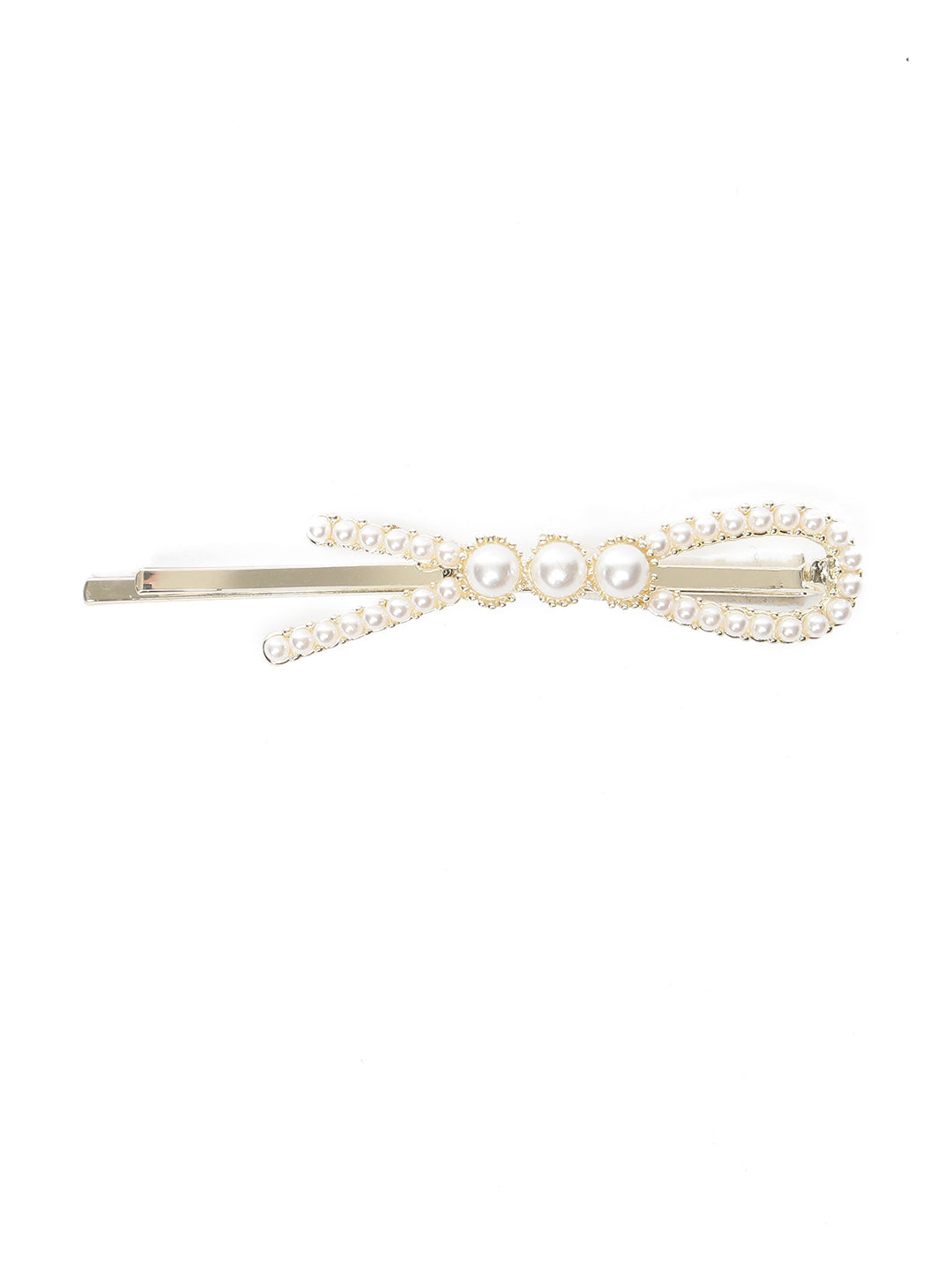 Set Of 2 Gold-Plated Off-White Gold Beaded Handcrafted Hair Clips - Jazzandsizzle