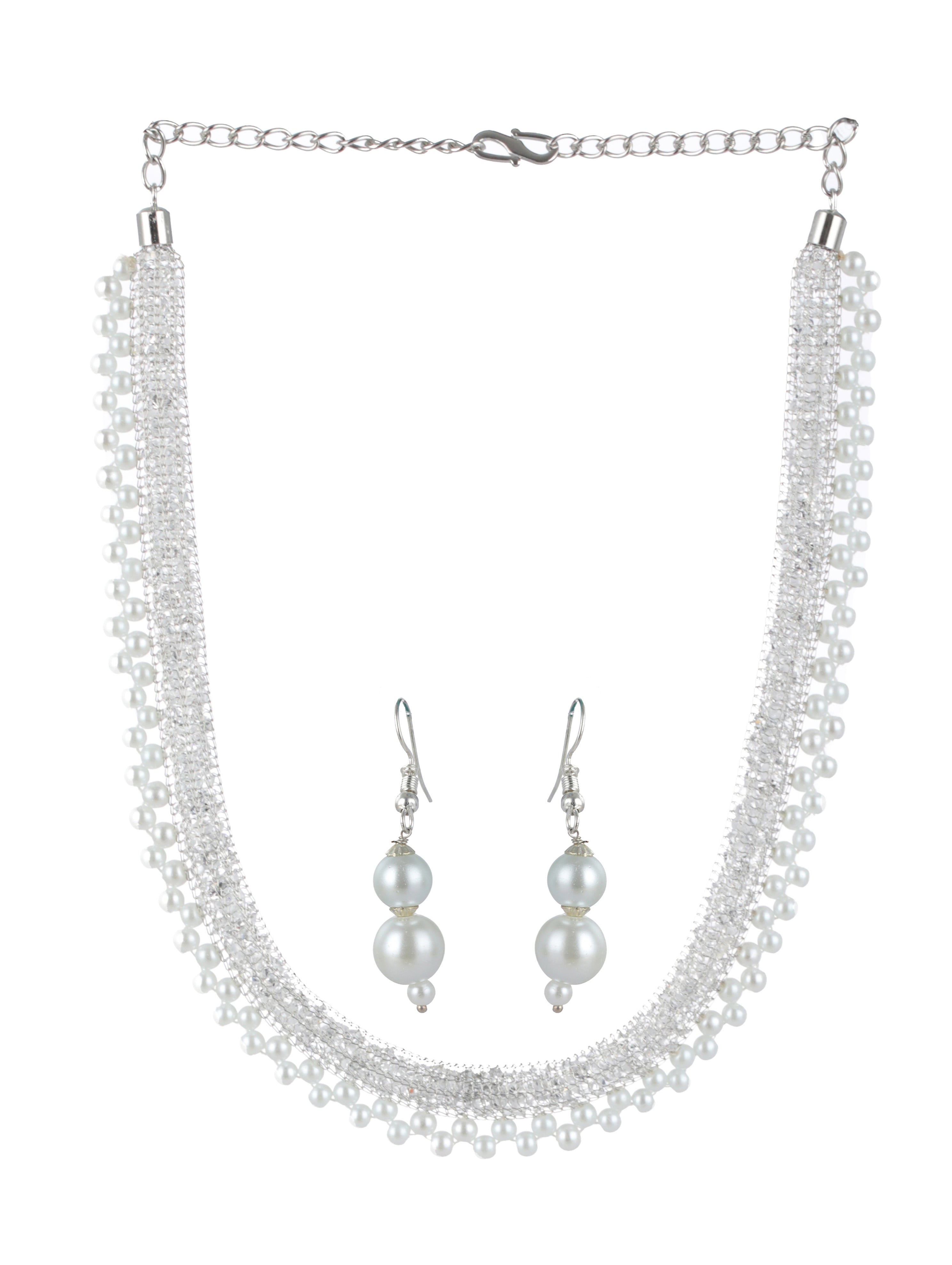 Silver Plated & White Pearl Jewellery set - Jazzandsizzle