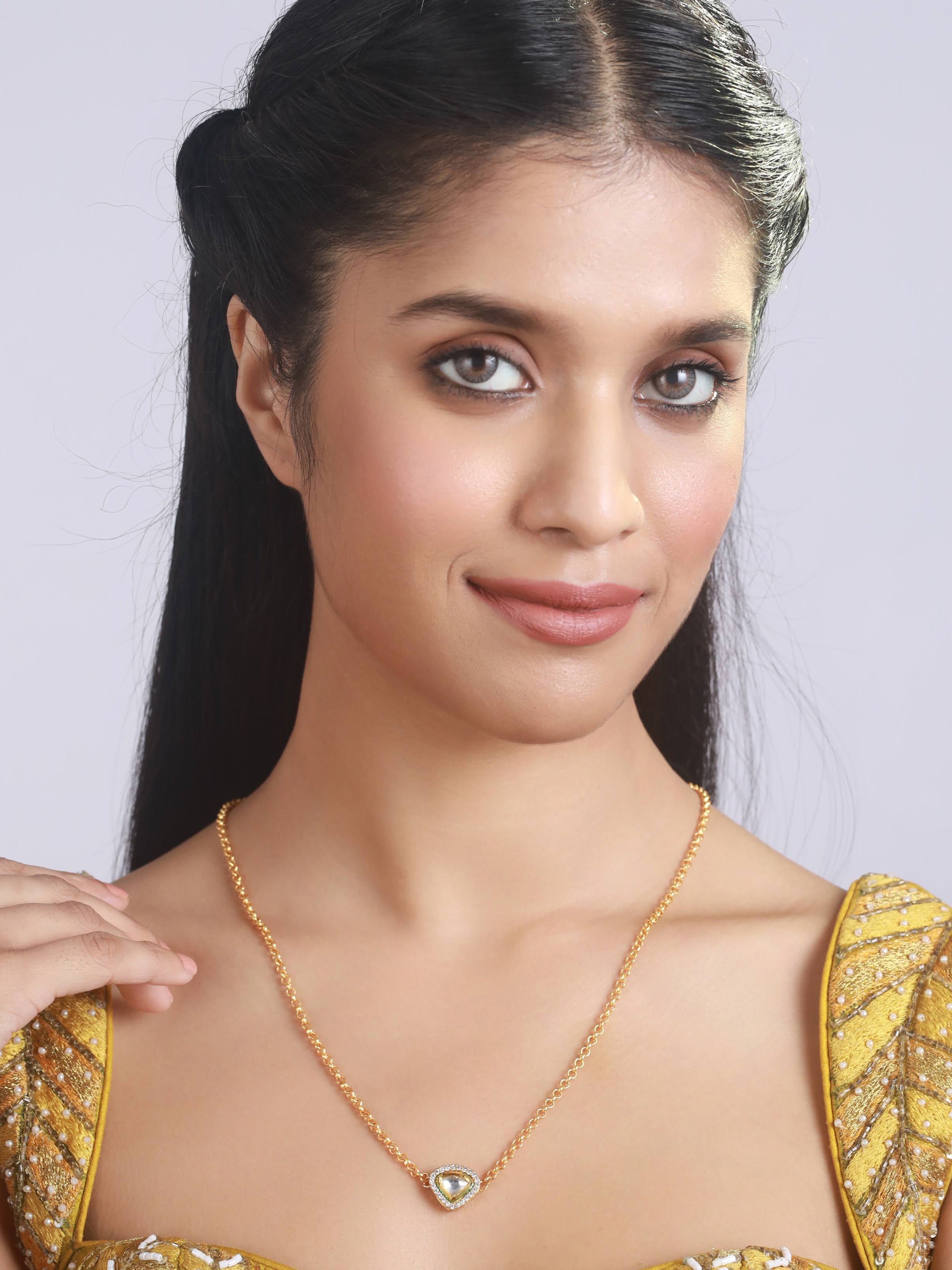 Gold-Plated & Kundan Studded Necklace - Jazzandsizzle